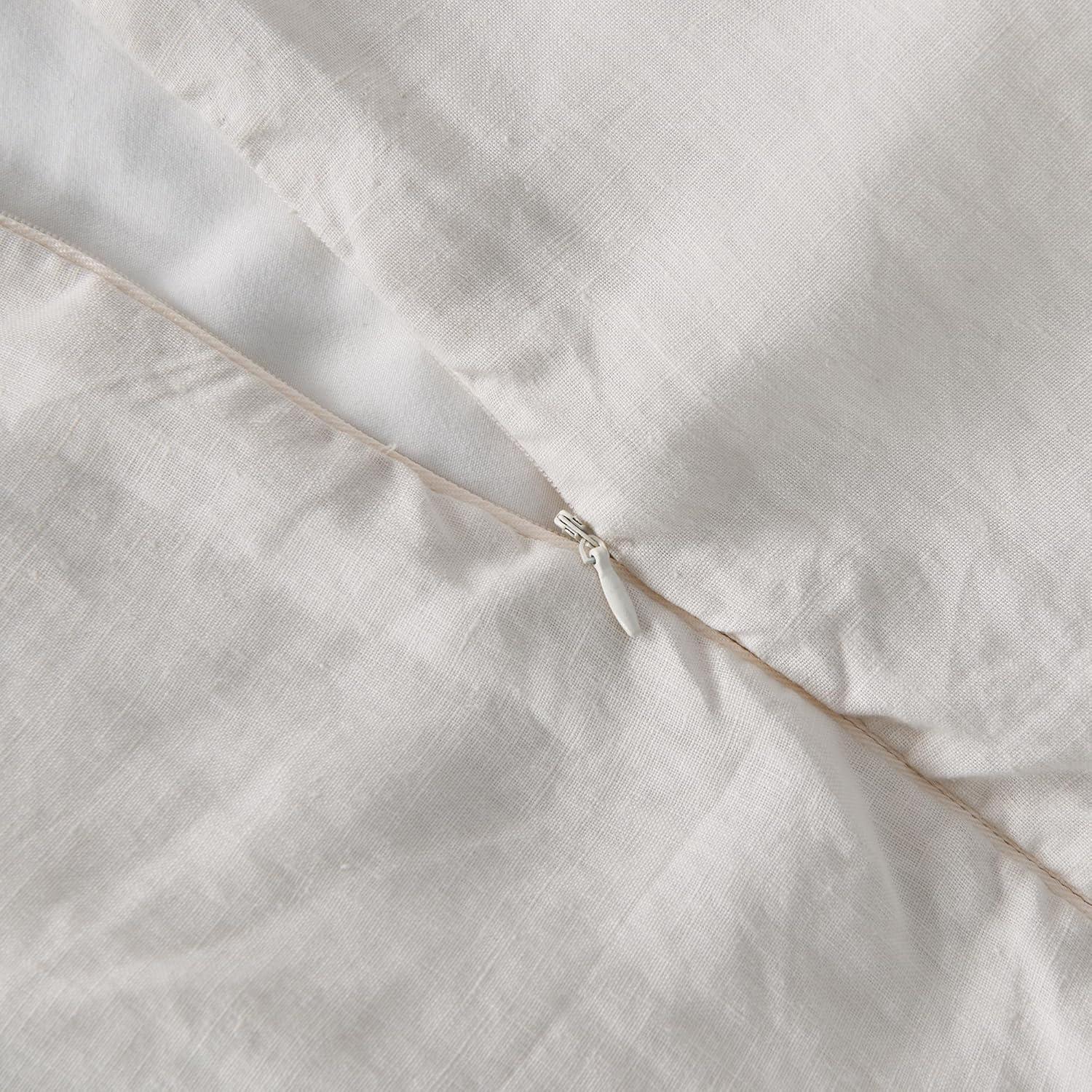 Great Bay Home 100% European Flax Linen Duvet Cover Set, Lightweight, Breathable, 3-Piece Set (Sand, Full / Queen)