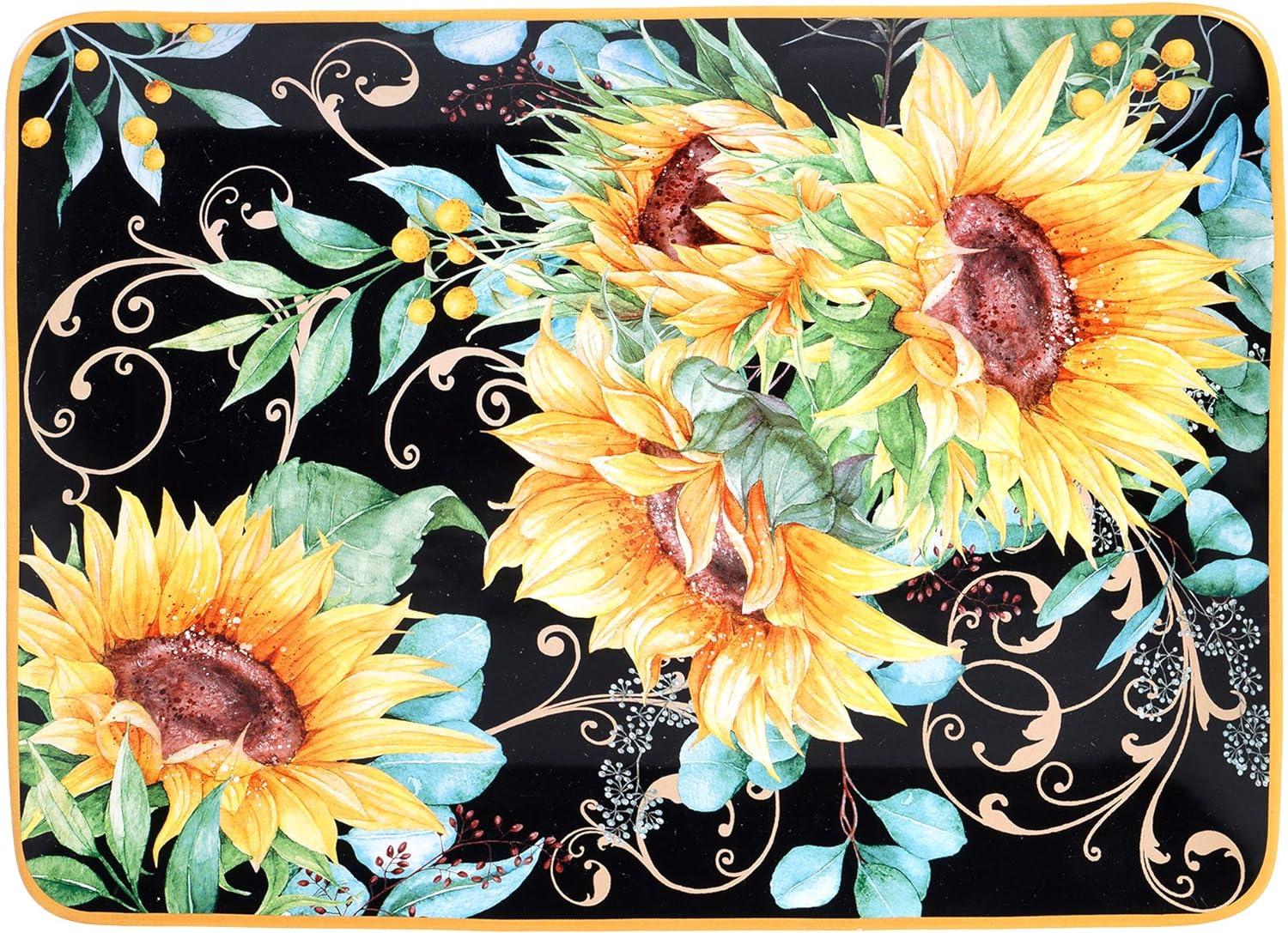 Sunflower Fields Rectangular Ceramic Serving Platter