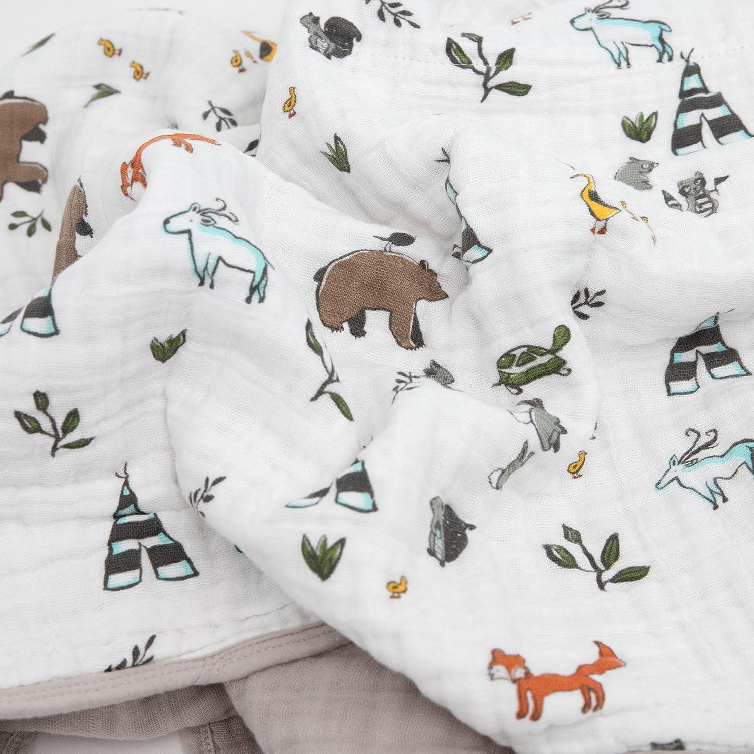 Forest Friends Black Cotton Muslin Quilt for Babies & Toddlers