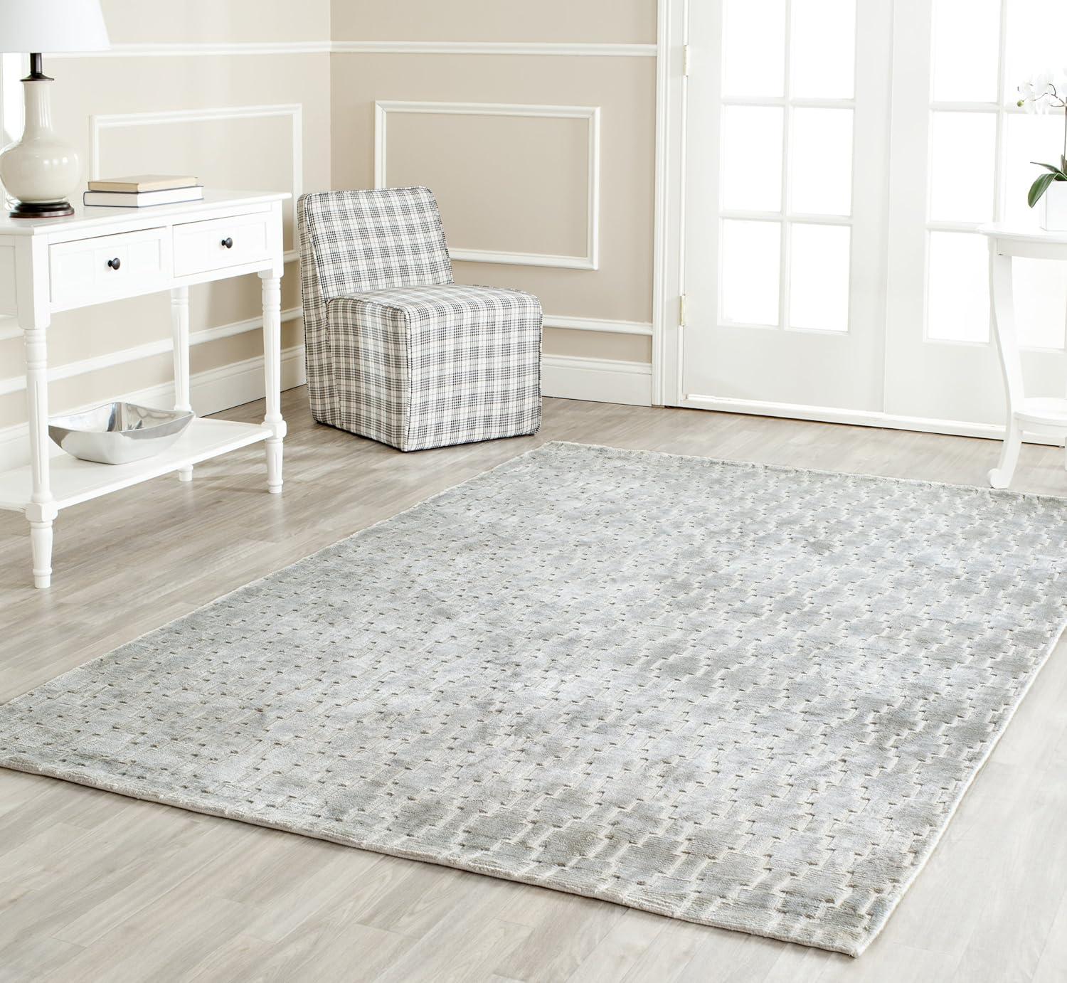 Pearl Geometric Hand-Knotted Wool and Viscose Area Rug, 8' x 10'