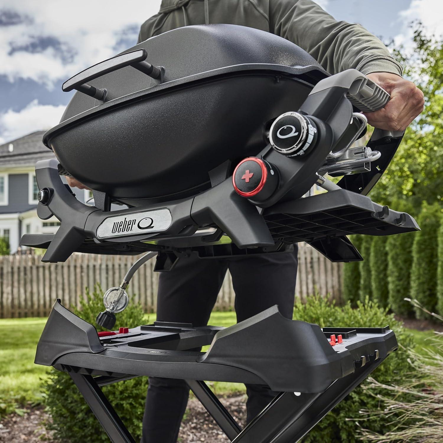 Black Portable Grill Cart with Wheels