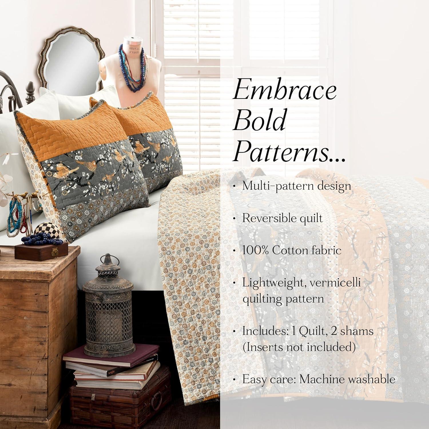 Lush Decor Royal Empire Cotton Reversible 3 Piece Quilt Set