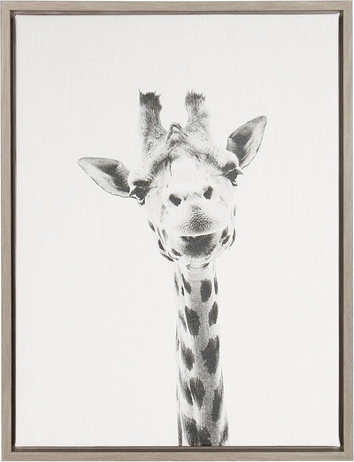 24" x 18" Giraffe Framed Canvas Art - Uniek