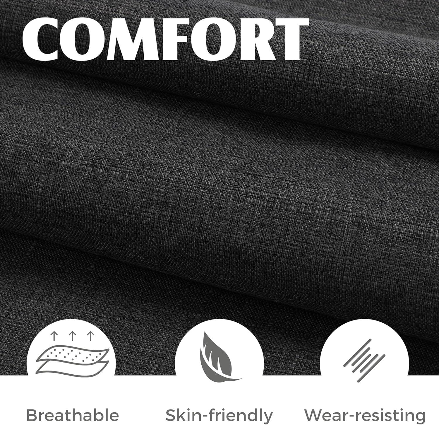 Button-Tufted Charcoal High Back Fabric Upholstered Dining Chairs, Set of 2