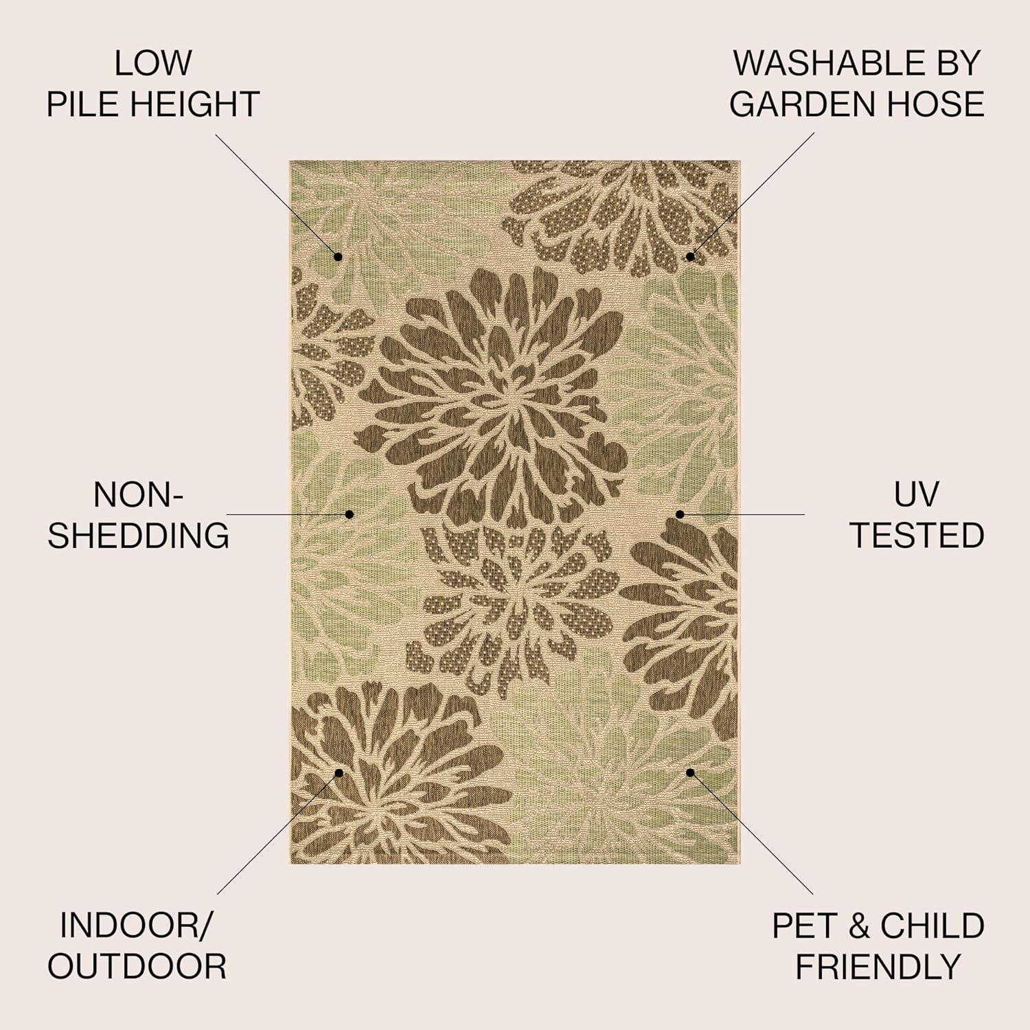 Zinnia Modern Floral Textured Weave Indoor/Outdoor Area Rug - JONATHAN Y