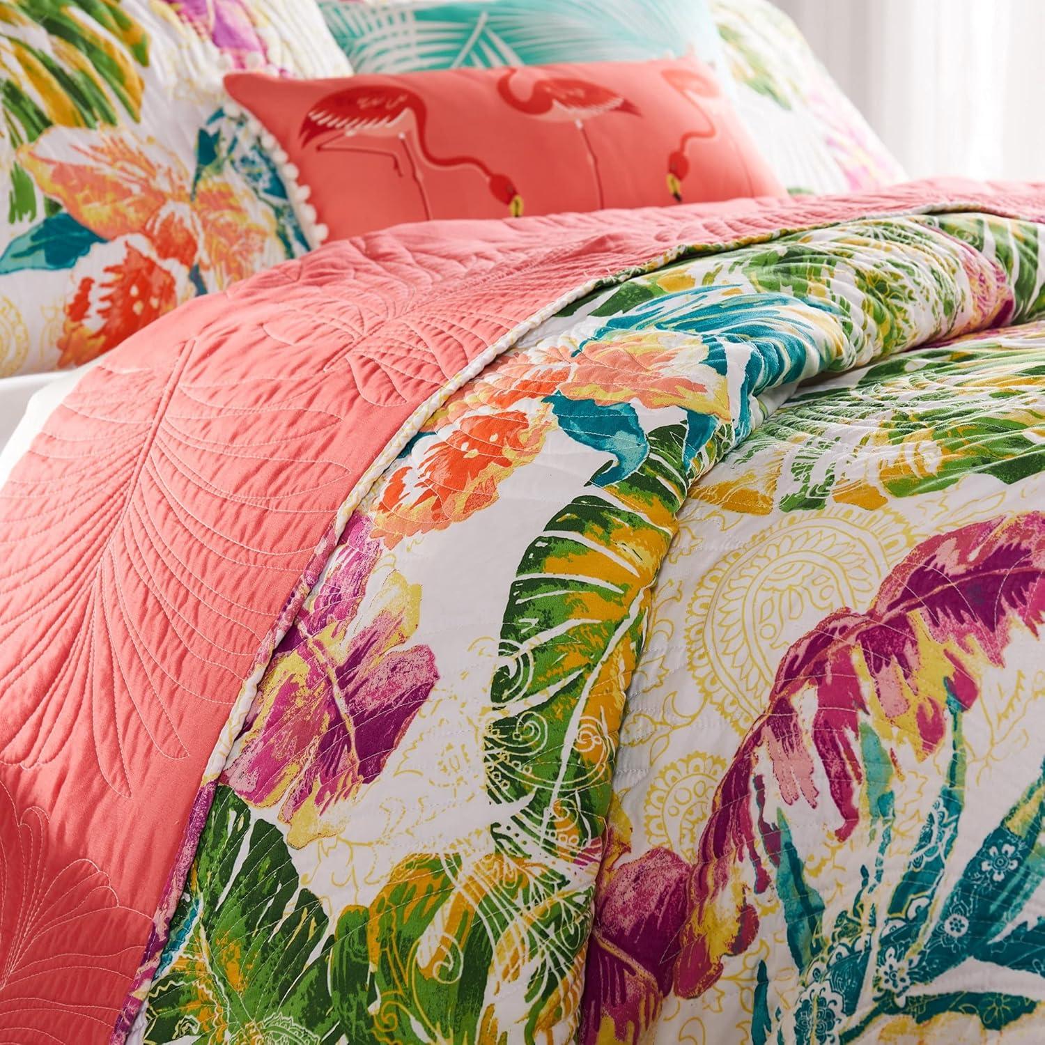 Greenland Home Fashions Tropics Coastal Paradise Quilt Set, 2-Piece Twin, Punch