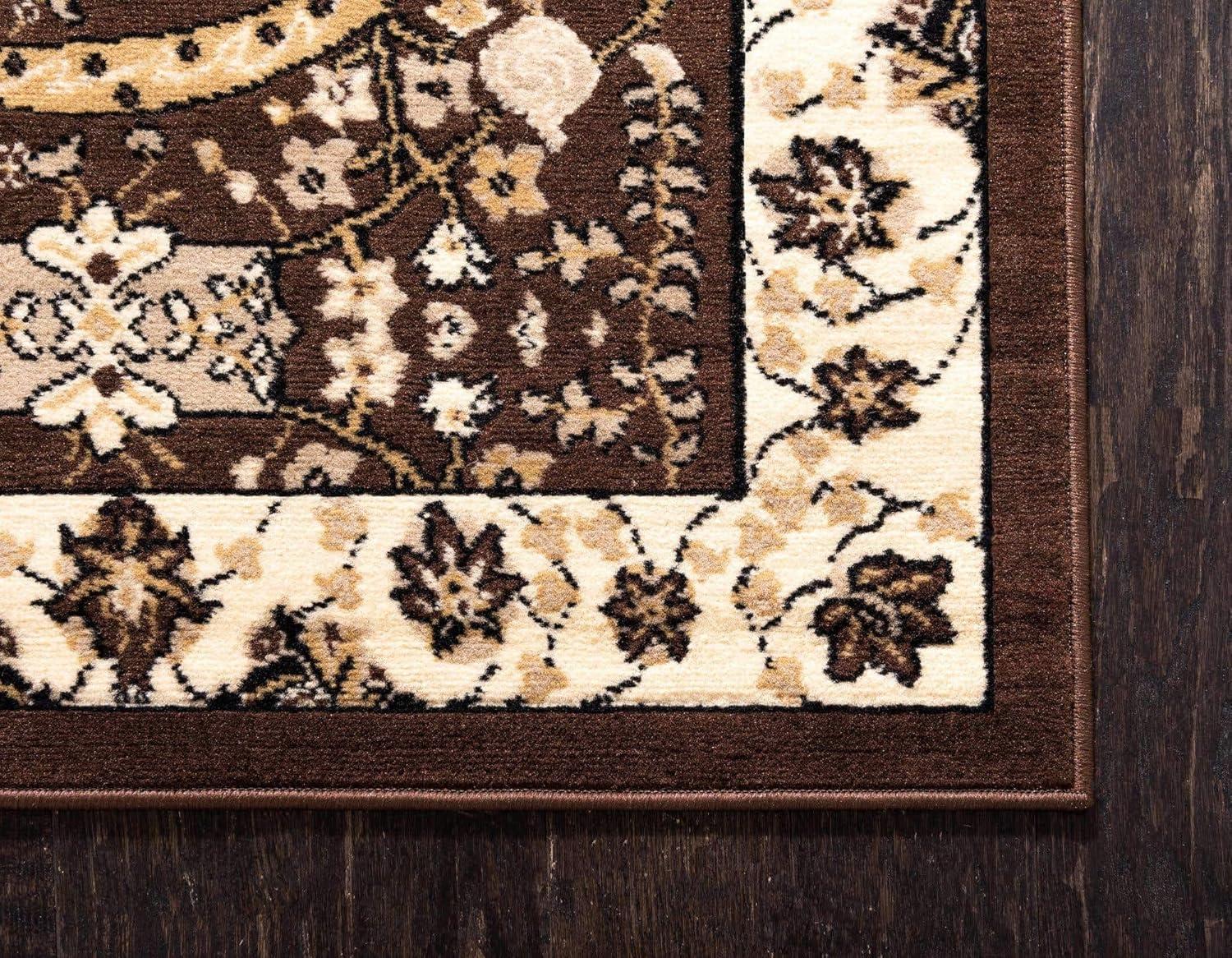 Espahan Persian-Style Brown and Beige Area Rug 4'1" x 6'1"