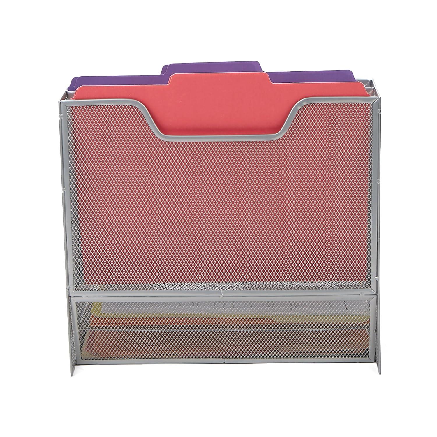 Mind Reader Mind Reader Desktop Organizer, Vertical File Holder, Paper Trays, Office, Metal Mesh, 12.5"L x 11.5"W x 9.5"H