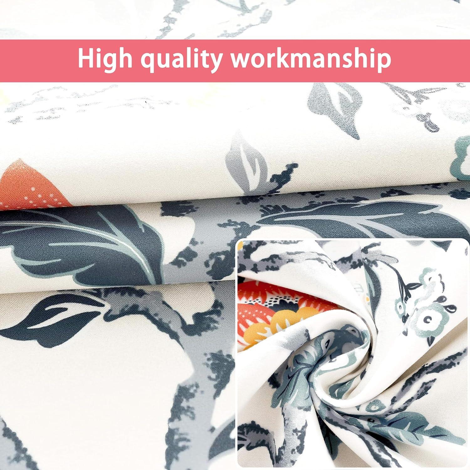 DriftAway Ada Floral Lined Thermal Insulated Room Darkening Blackout Grommet Window Curtains, 2 Panels, 52" x 63", Ivory Orange Teal