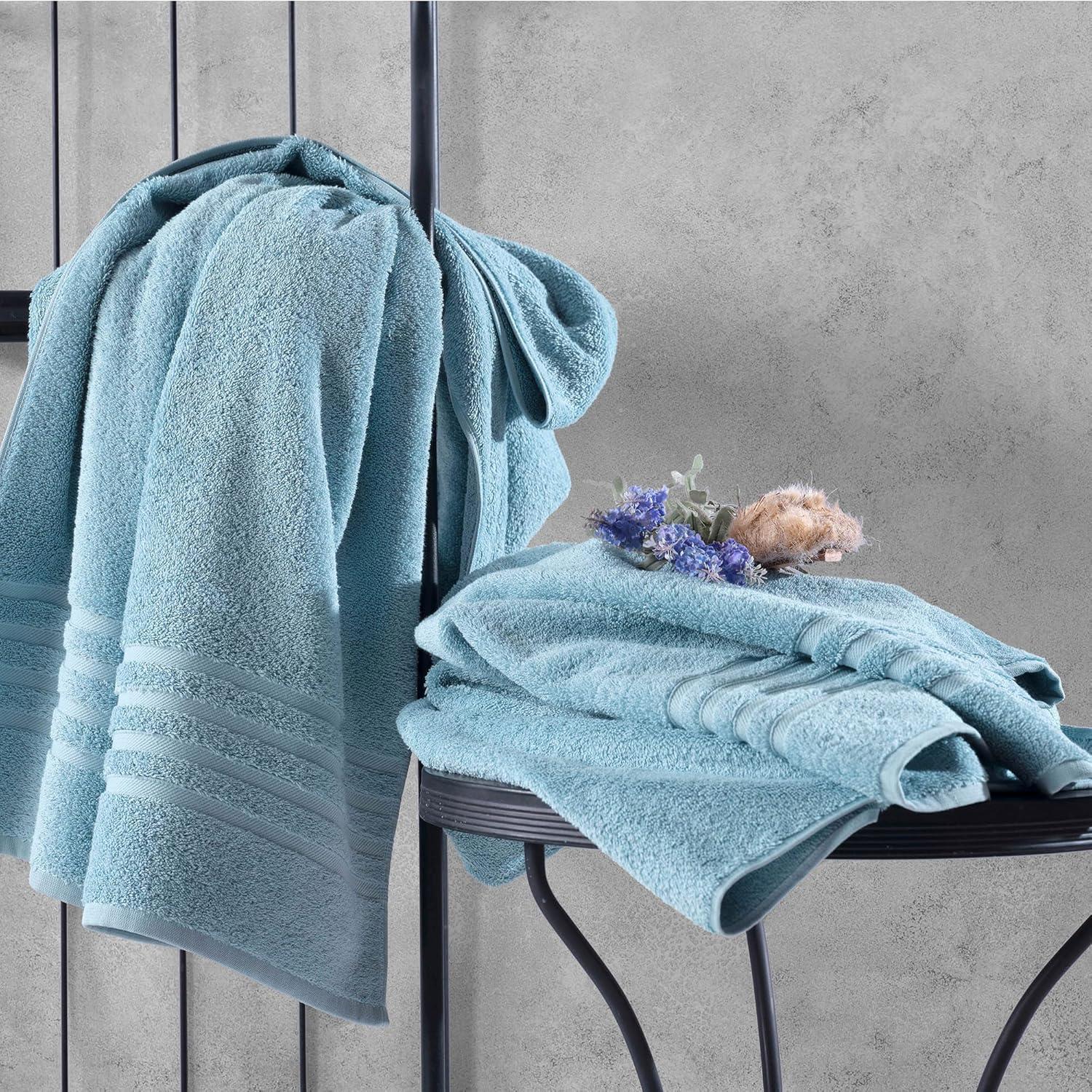 Jumbo Large Bath Sheets Towels 2 Pack Soft and Absorbent, 100% Cotton Towels (Sea Salt, Bath Sheet)