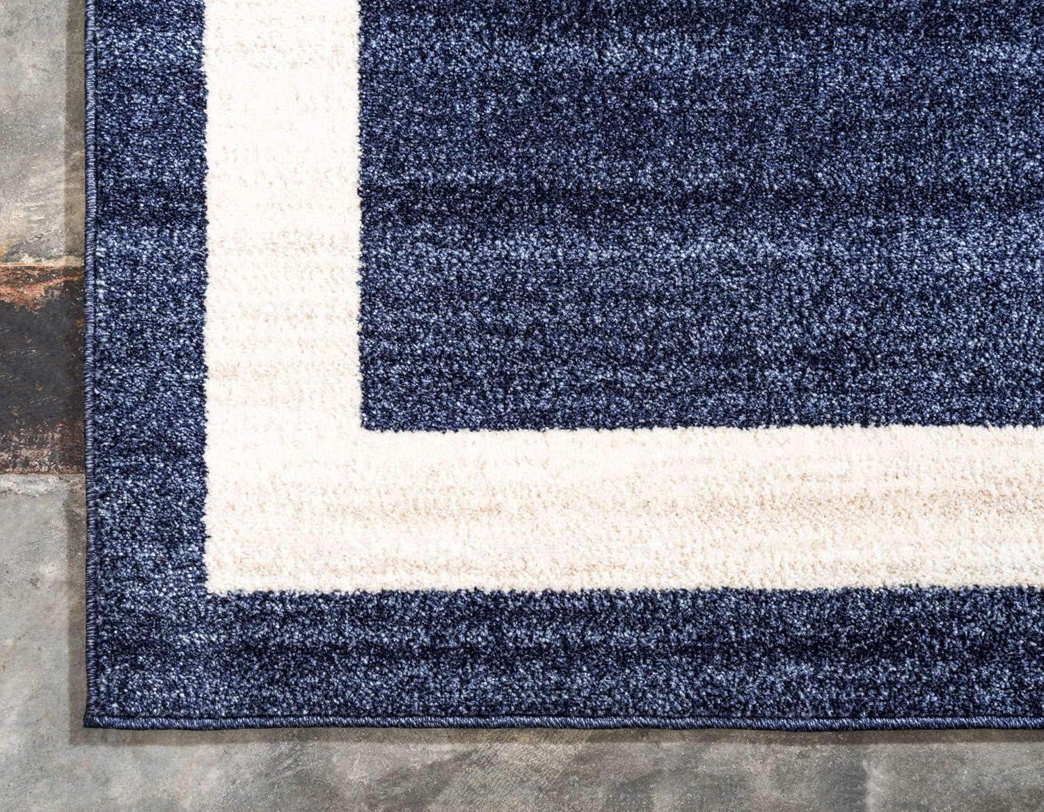 Unique Loom Del Mar Collection Area Rug - Maria (2' 7" x 10' Runner Navy Blue/Ivory)