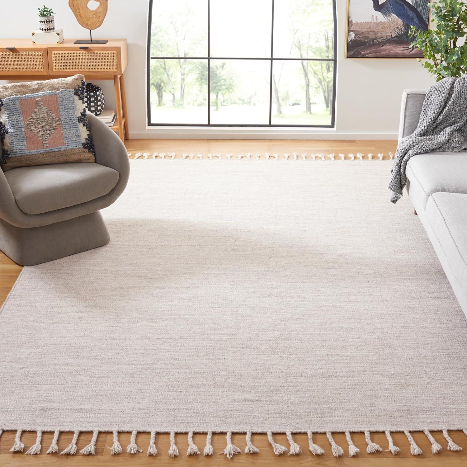 Dhurries DHU801 Hand Loomed Area Rug - Beige - 8'x10' - Safavieh.