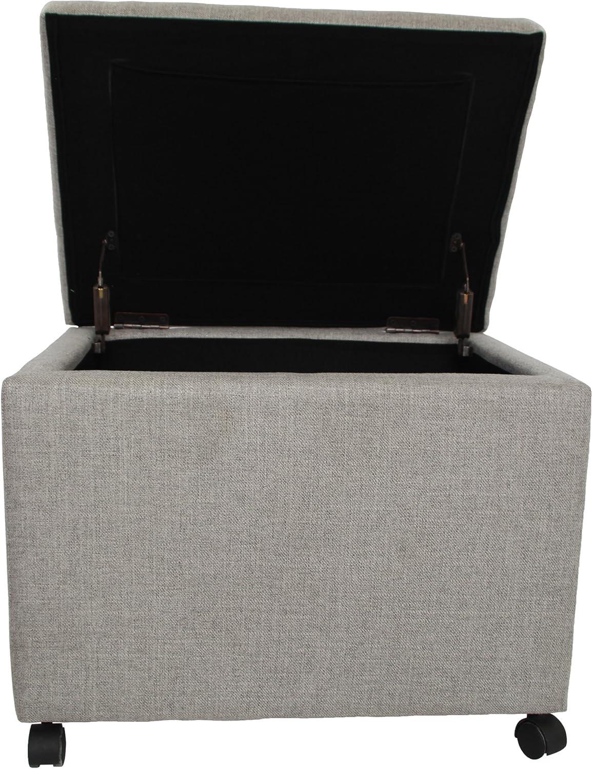 GDF Studio Bellane Contemporary Fabric Upholstered File Storage Ottoman, Gray and Black