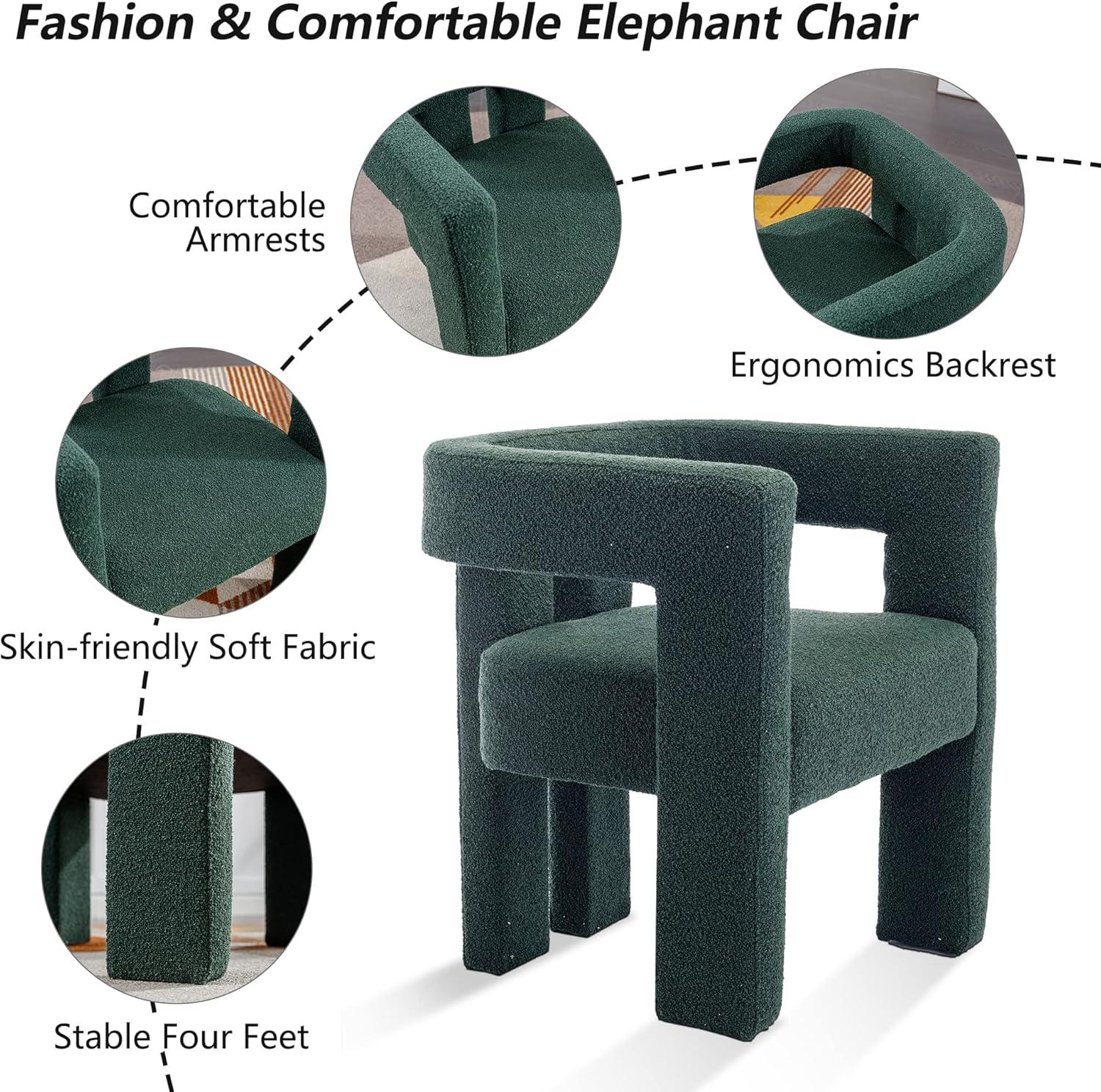 Emerald Green Velvet Upholstered Dining Chairs with Wood Legs, Set of 2