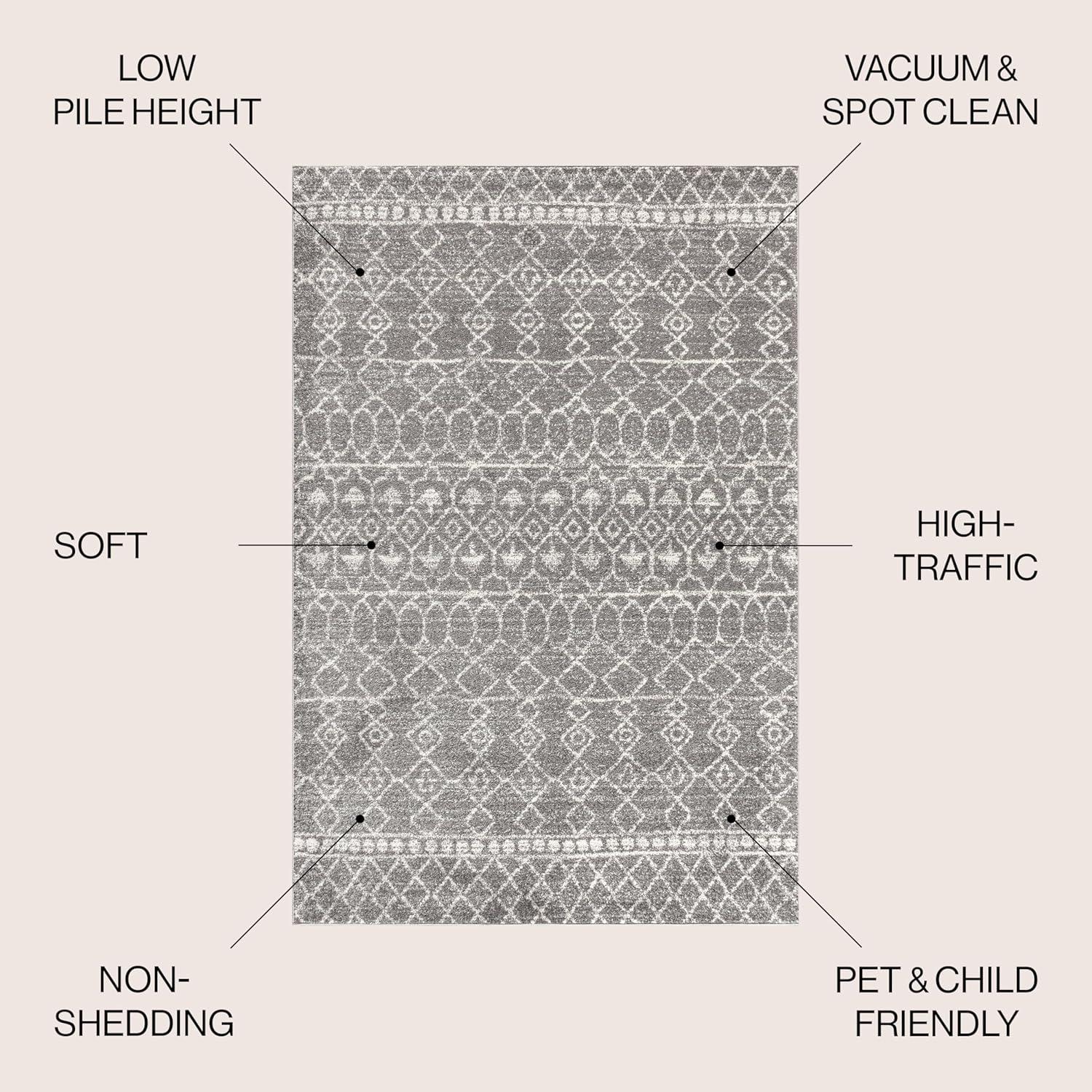 8'x10' Izil Moroccan Beni Souk Area Rug, Gray/Cream - JONATHAN Y