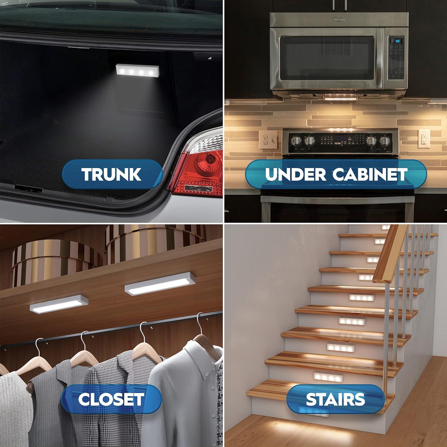 Brilliant Evolution Wireless LED Stick On Light 2 Pack, Under Cabinet Lights Battery Operated, Under The Counter Lights for Kitchen, Under Counter Lights, Closet Lights, Tap Lights