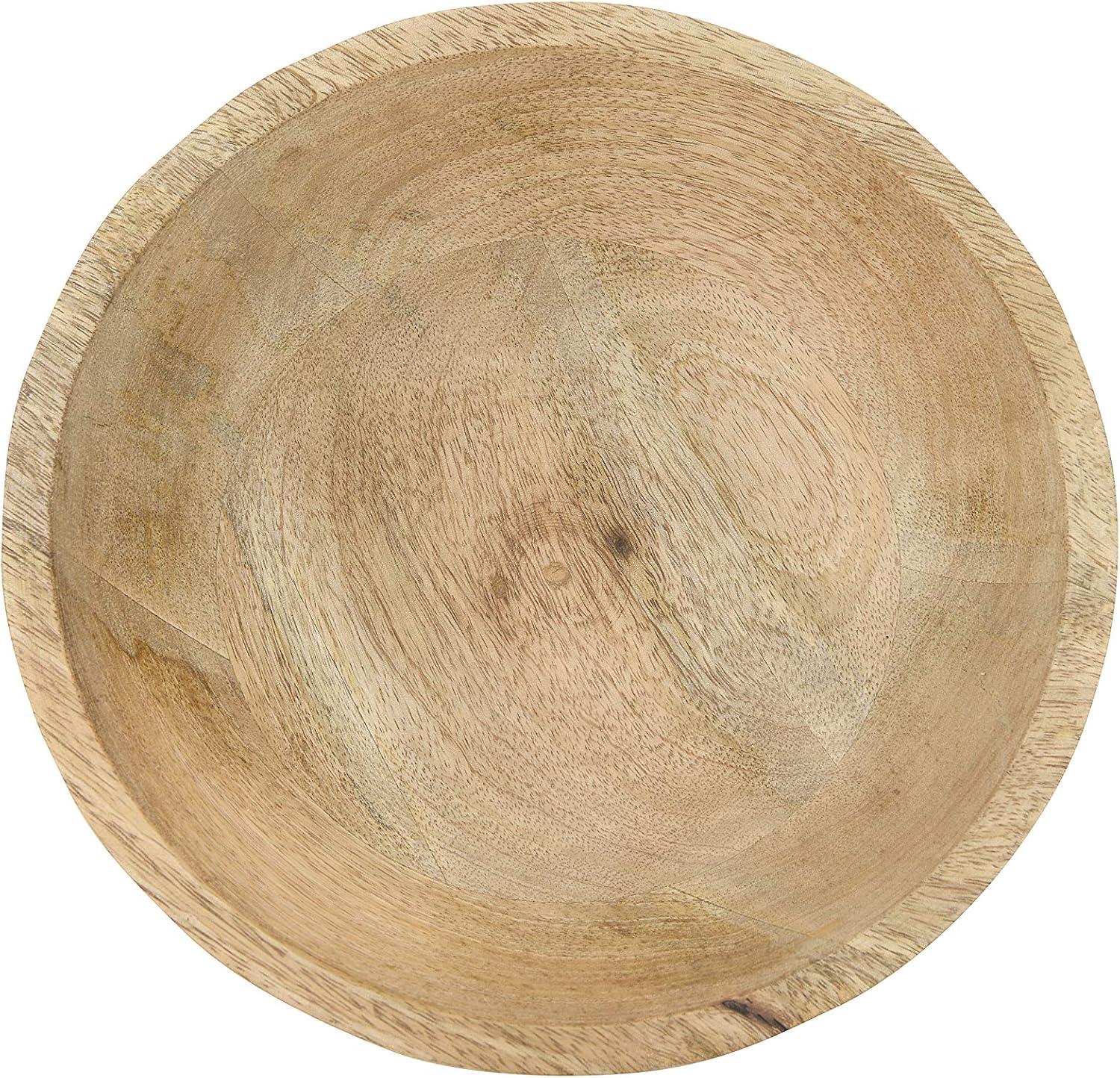 Creative Co-Op Ridged Mango Wood Footed Bowl