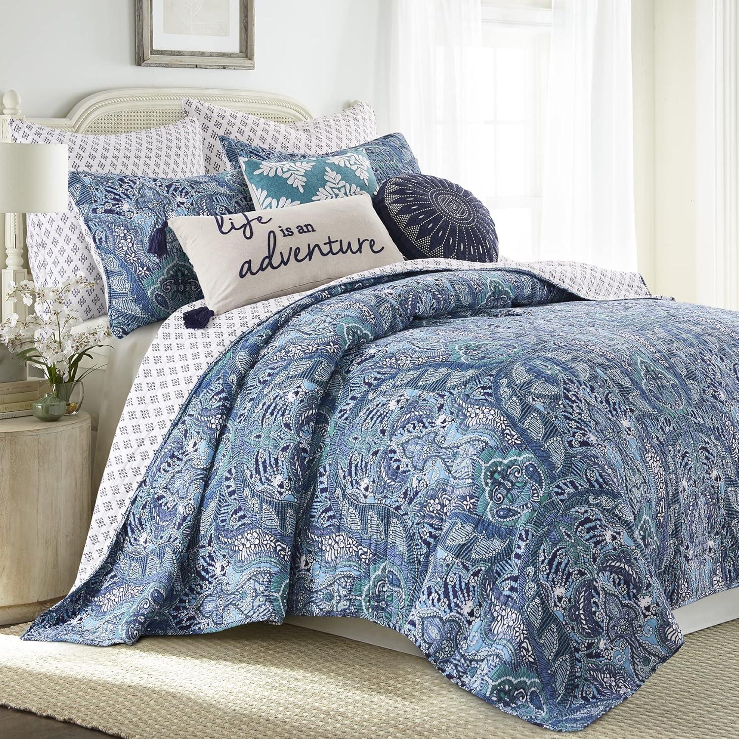 Levtex home Bellamy Teal Quilted Throw
