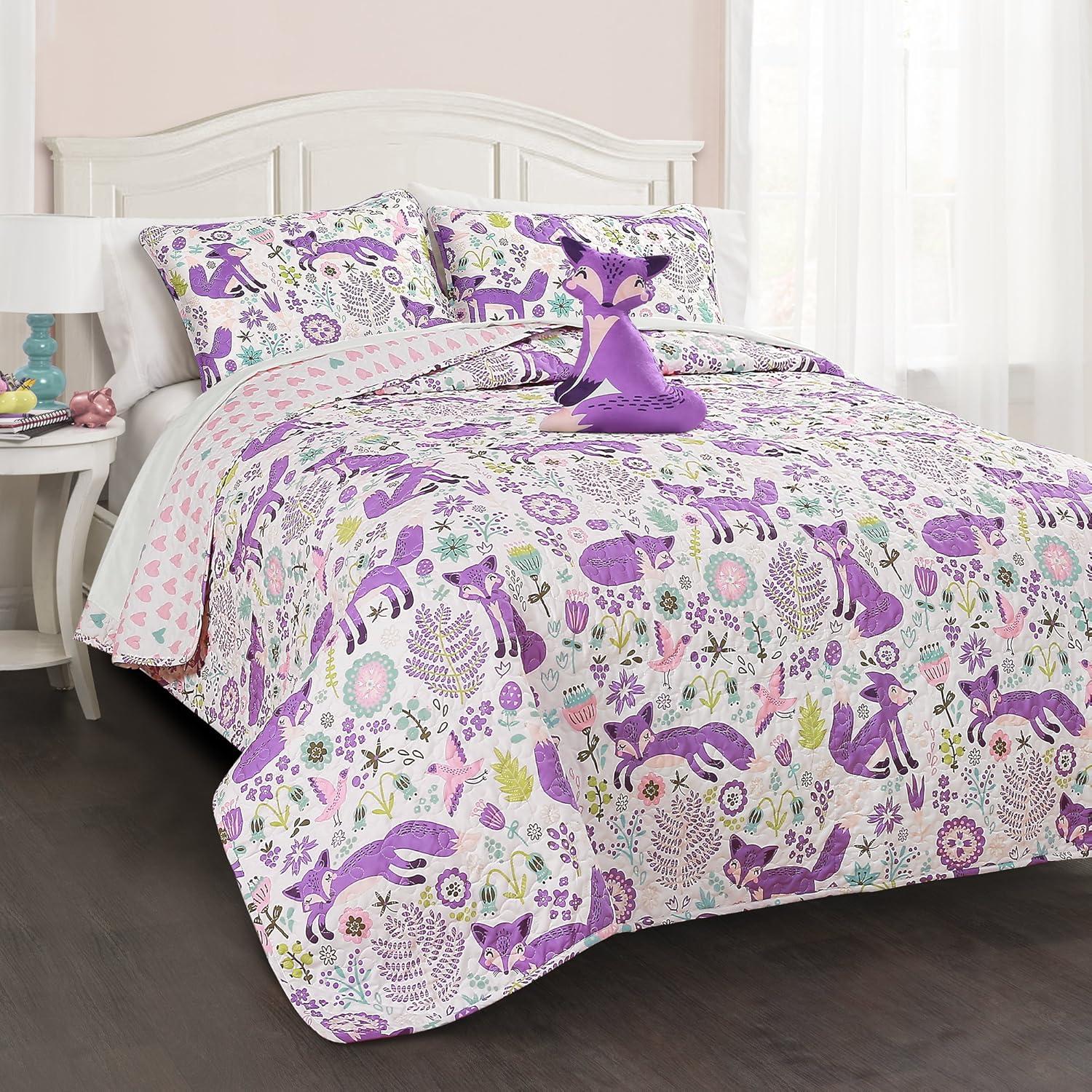 Lush Decor Microfiber Reversible Traditional 4 Piece Quilt Set