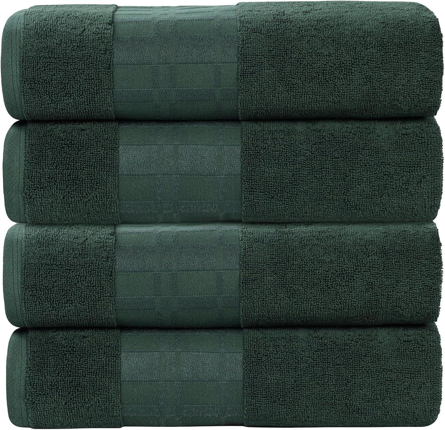 Superior Larissa Cotton Embroidered Bath Towel Set of 4, Forest Green