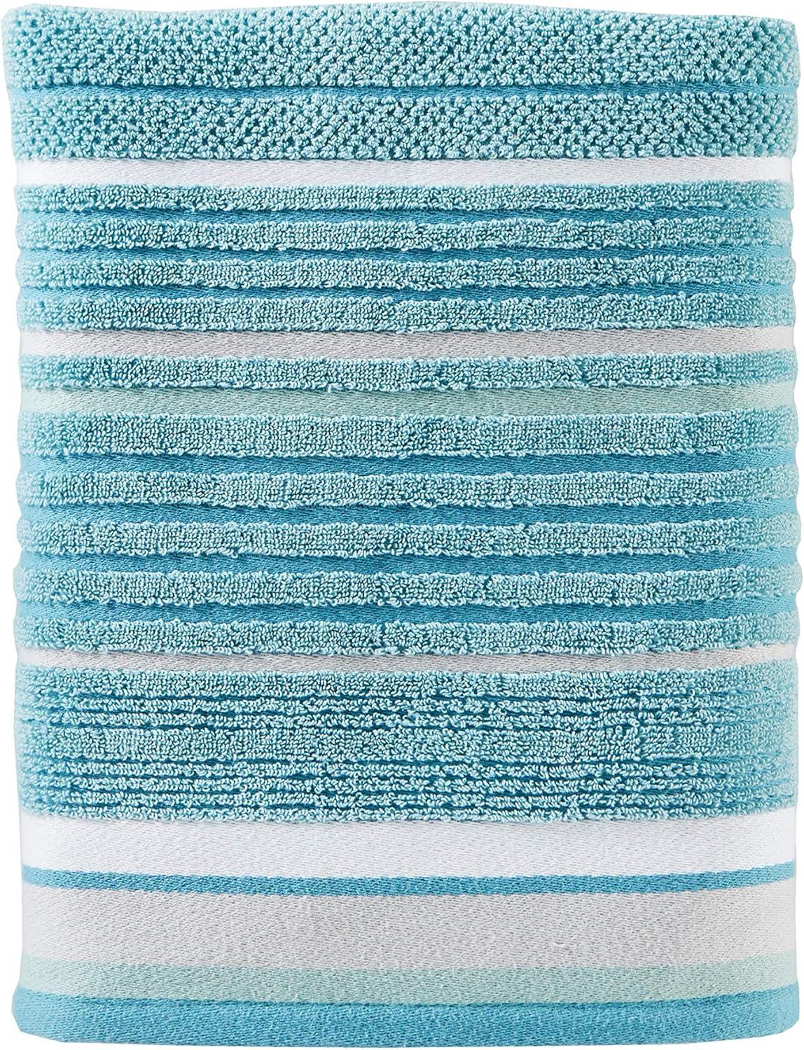 Teal Ribbed Cotton Coastal Bath Towel Set