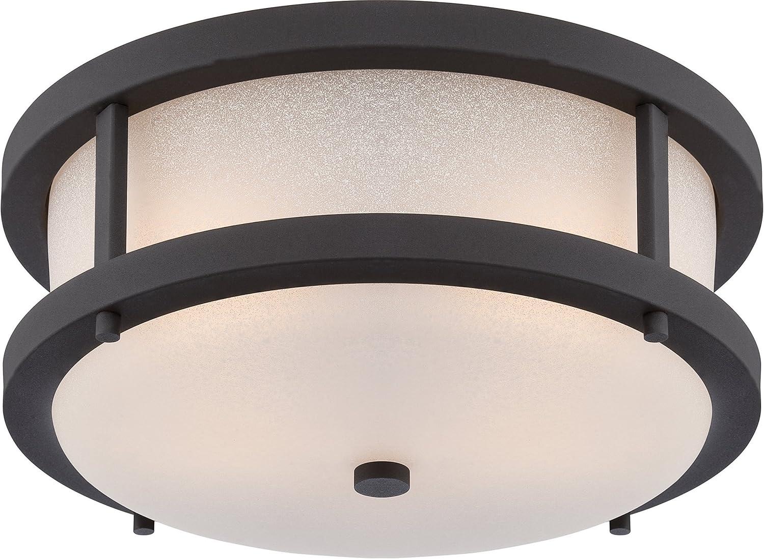 Nuvo Outdoor Flush Fixture,2L,Wht Glass,Blk 62-653