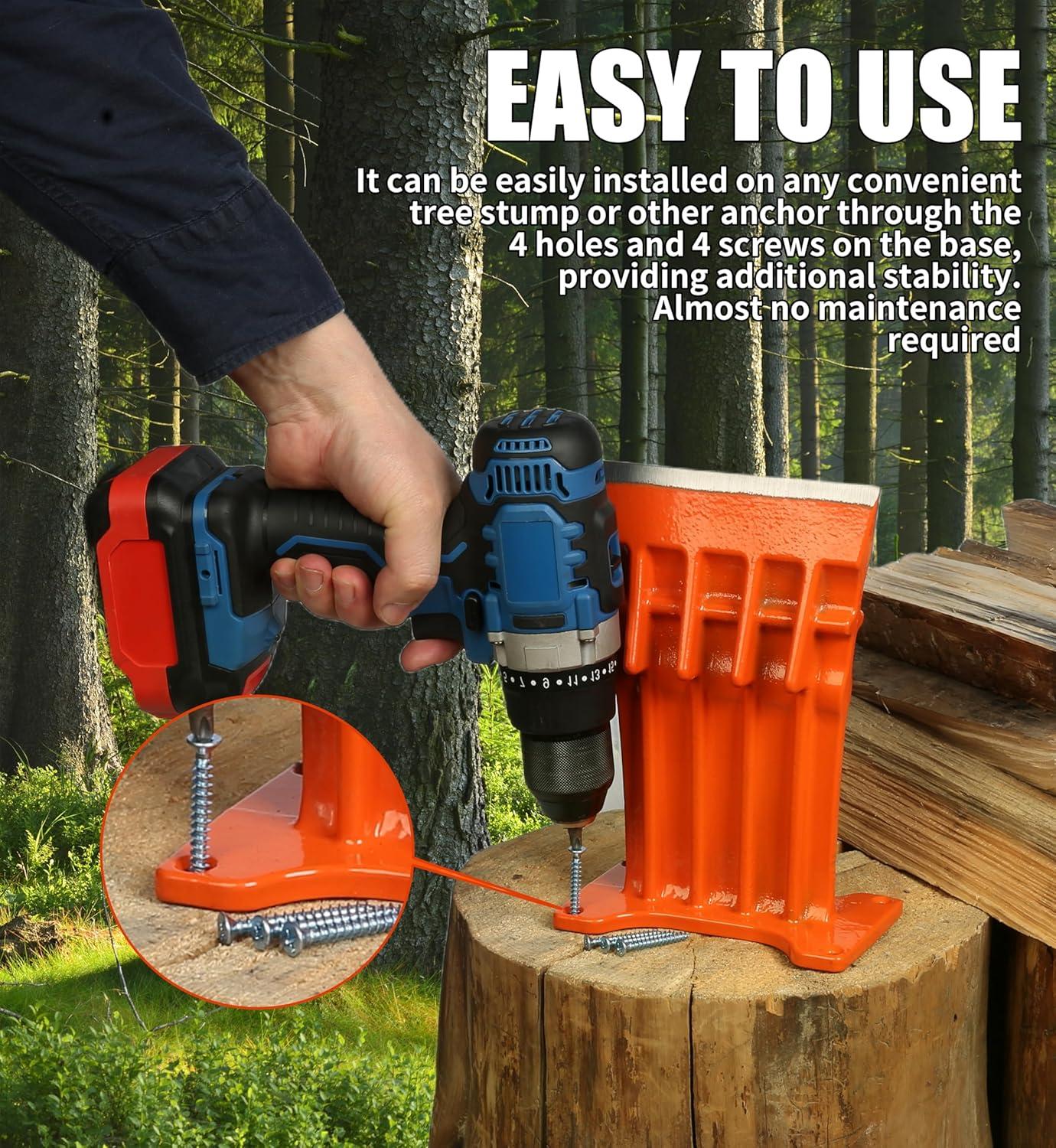 Firewood Kindling Log Wood Splitter – No Axe!Wedge Point Splits Firewood