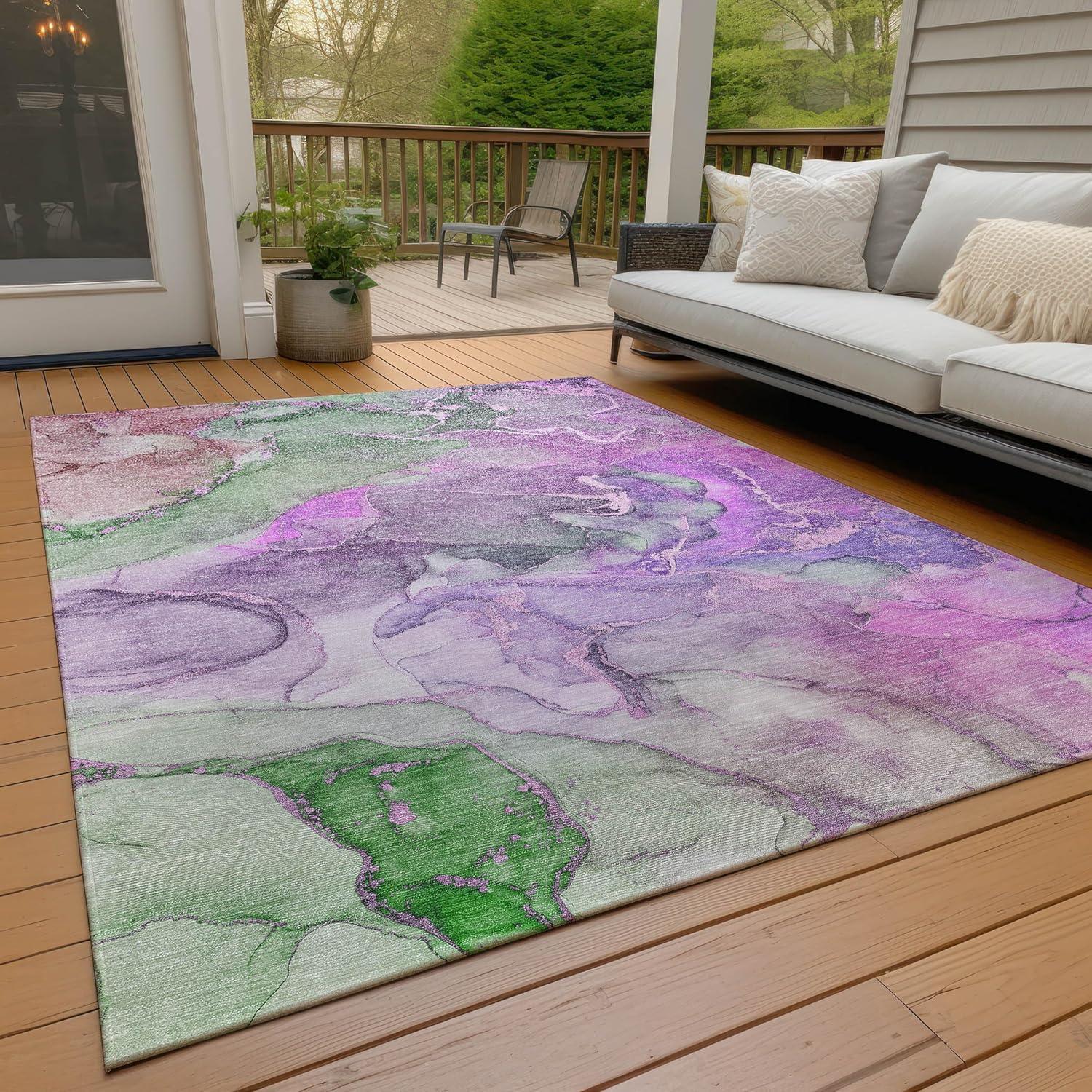 Chantille Purple and Green Synthetic Washable Area Rug