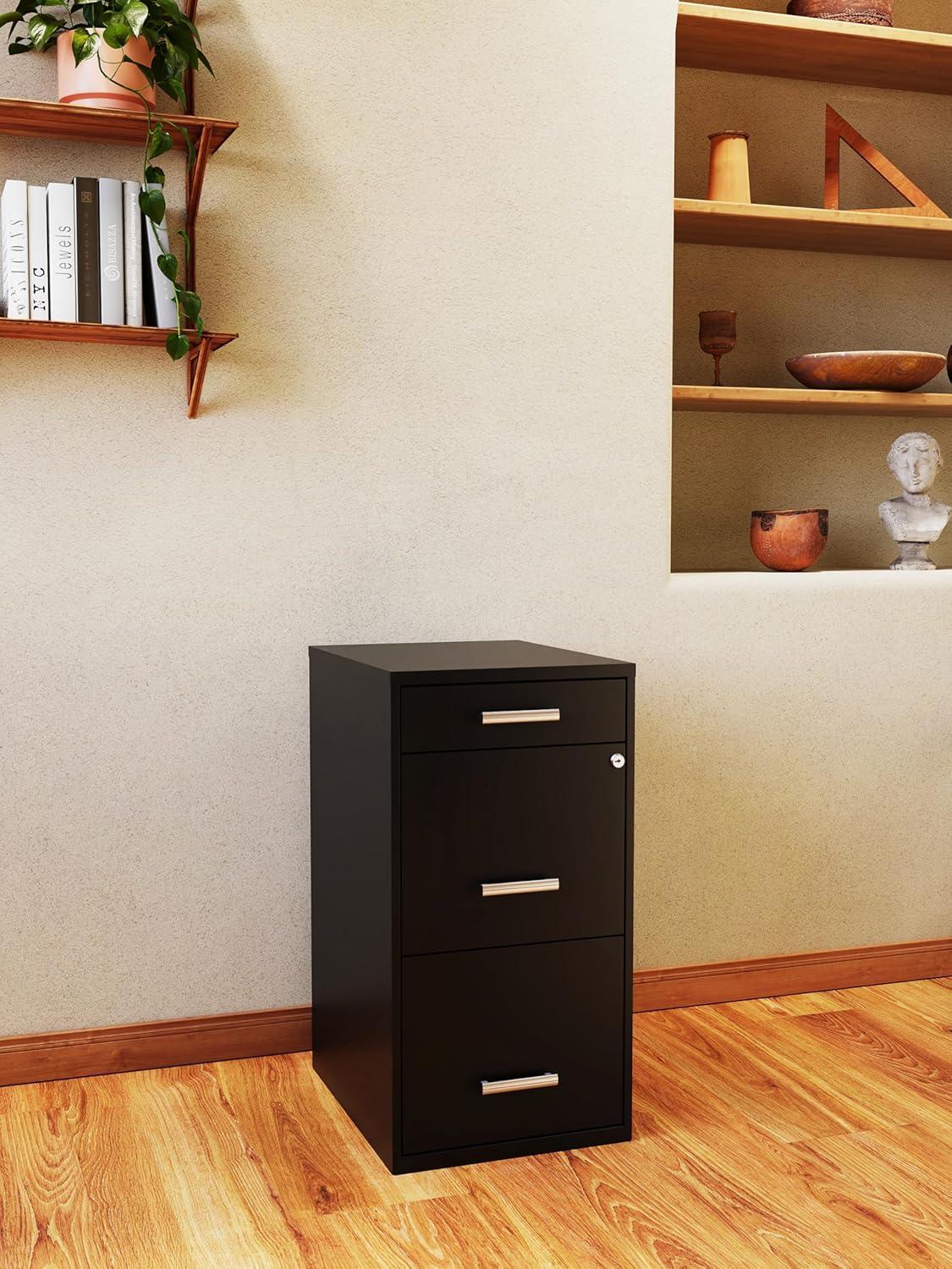 Width Pencil Drawer Vertical File Cabinet, Black