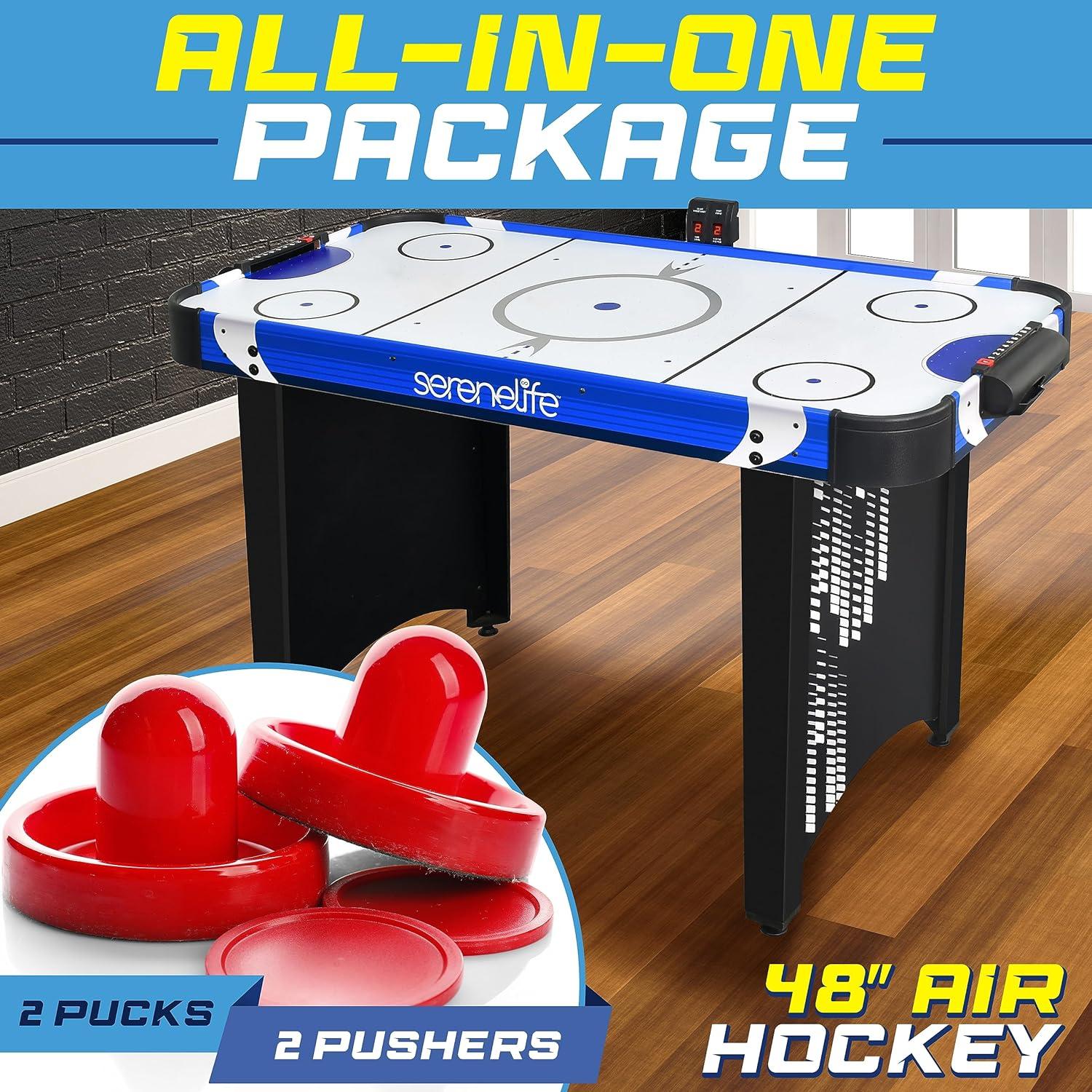 SereneLife 48" Air Hockey Game Table - Blue and Black