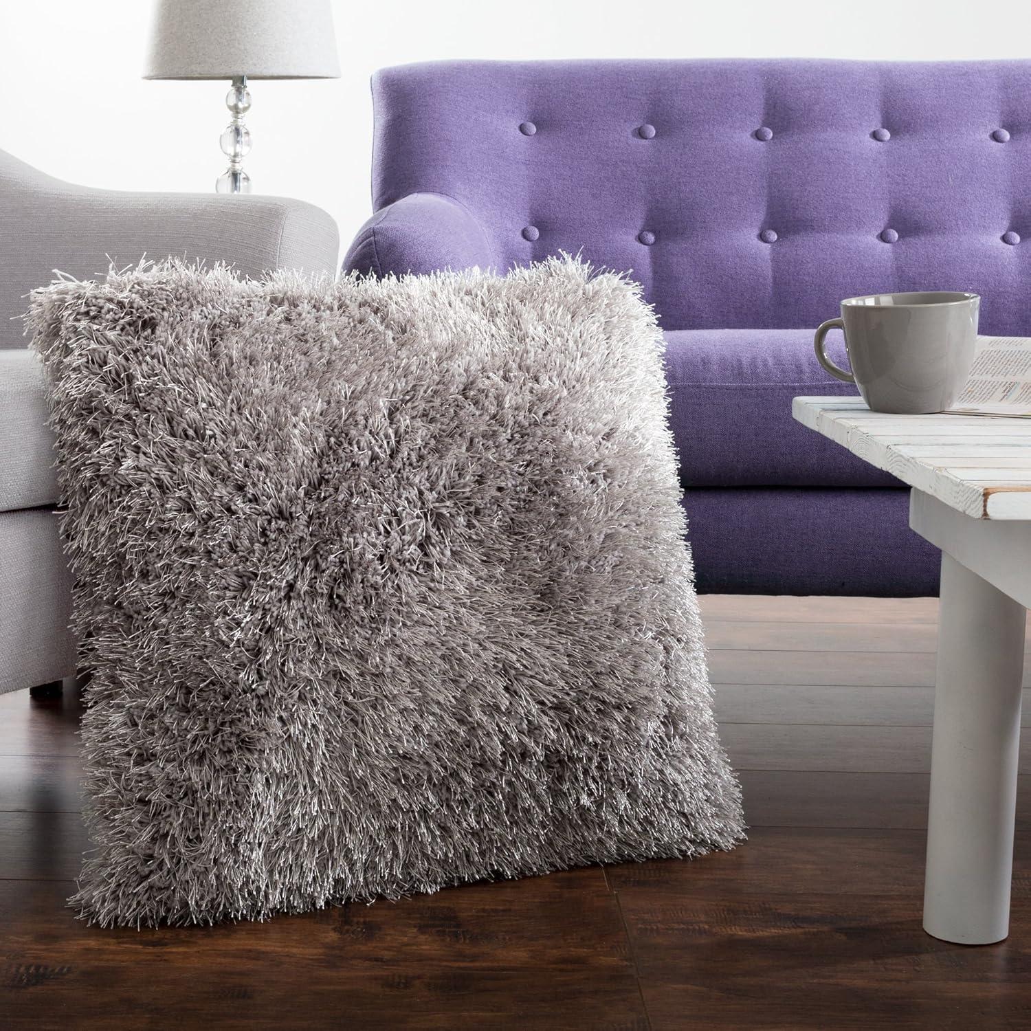 Lavish Home Oversized Floor or Throw Pillow Square Luxury Plush– Shag Faux Fur Glam Decor Cushion for Bedroom Living Room or Dorm, 1 Count (Pack of 1),Beige