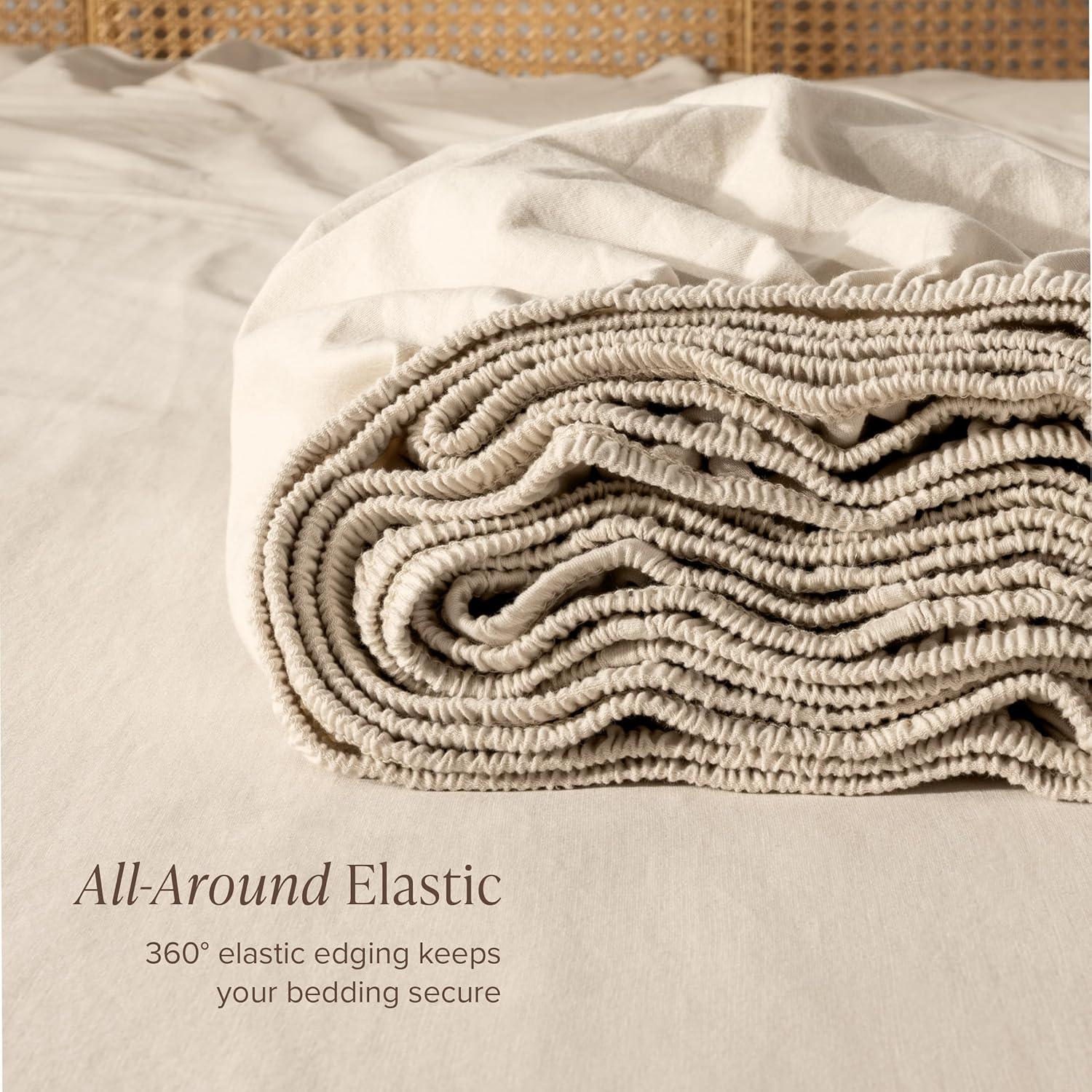 Twin XL Sand Organic Cotton Jersey Fitted Sheet by Bare Home