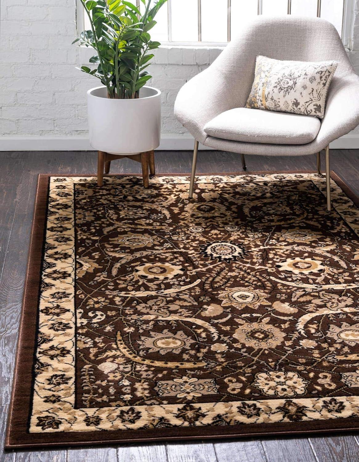 Handmade Espahan Brown Synthetic 6' x 9' Easy-Care Area Rug