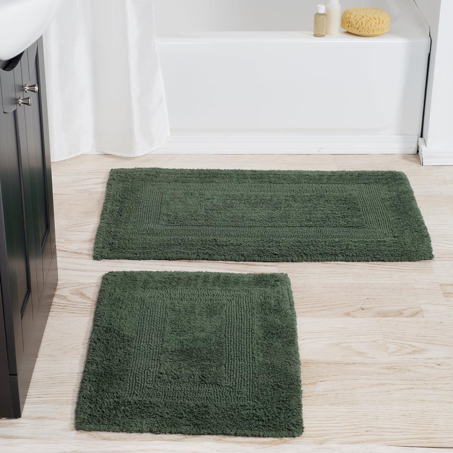 Lavish Home 2-pc Cotton Bath Mat Set - Machine Washable for Bathroom, Kitchen, or Laundry Room