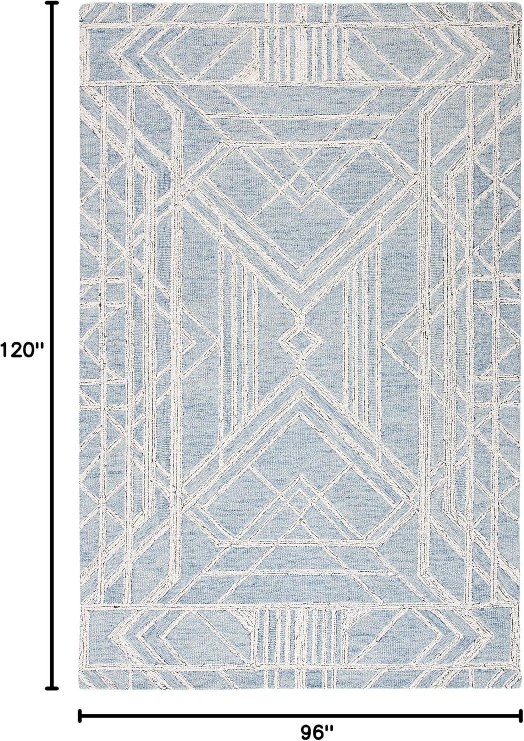 Handmade Light Blue Wool Tufted Area Rug 8' x 10'