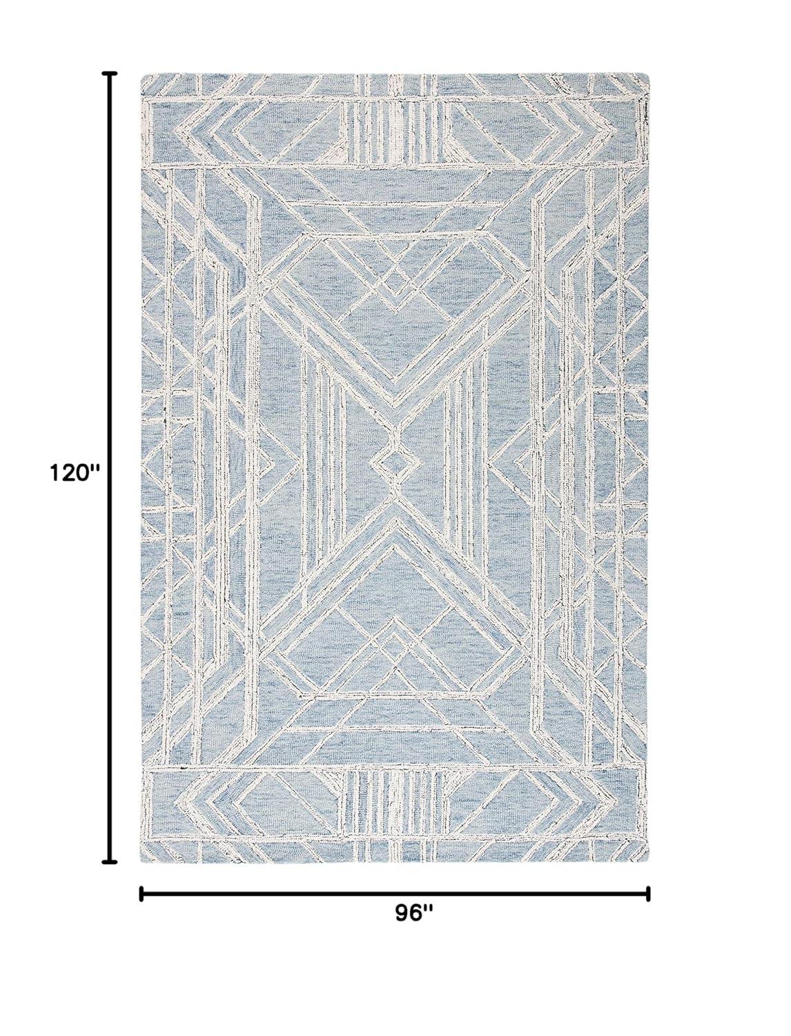 SAFAVIEH Micro-Loop Randall Geometric Area Rug, Light Blue/Ivory, 8' x 10'