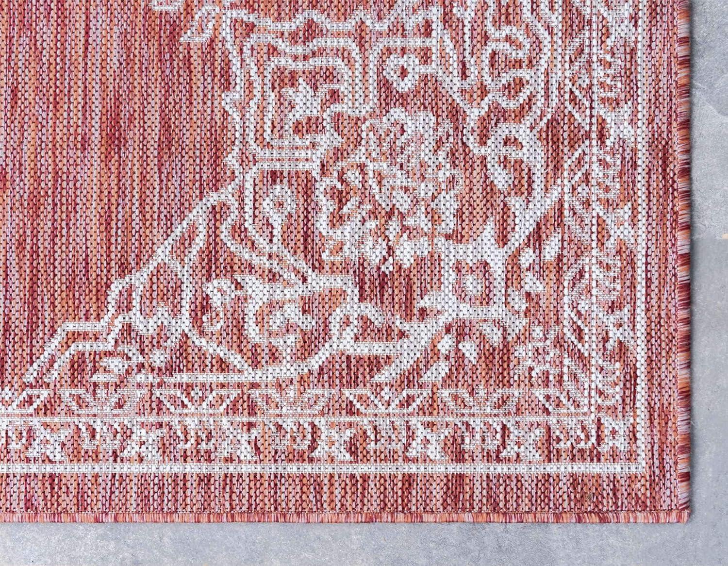 Rust Red Antique Outdoor 9 ft. x 12 ft. Area Rug