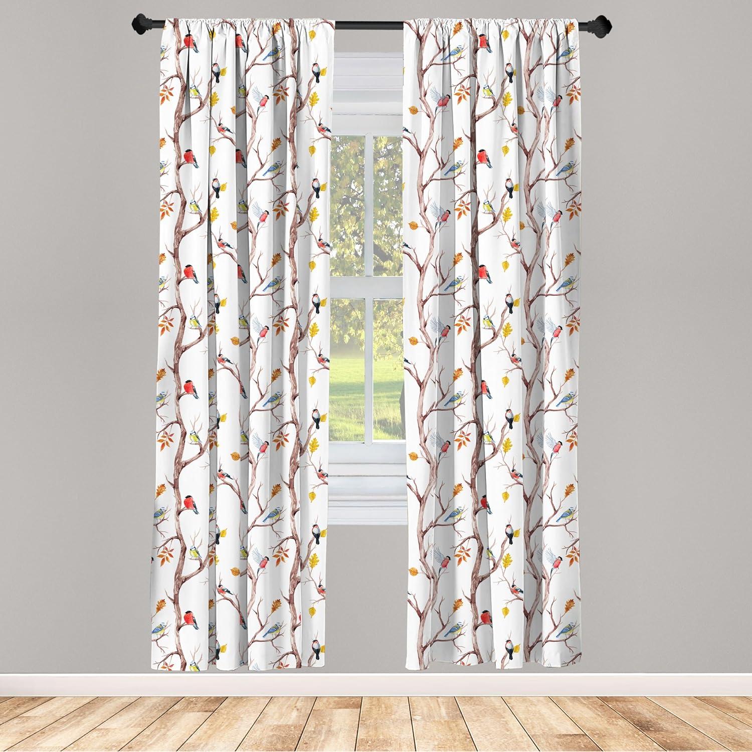 Autumn Semi-Sheer Rod Pocket Curtain Panels (Set of 2)