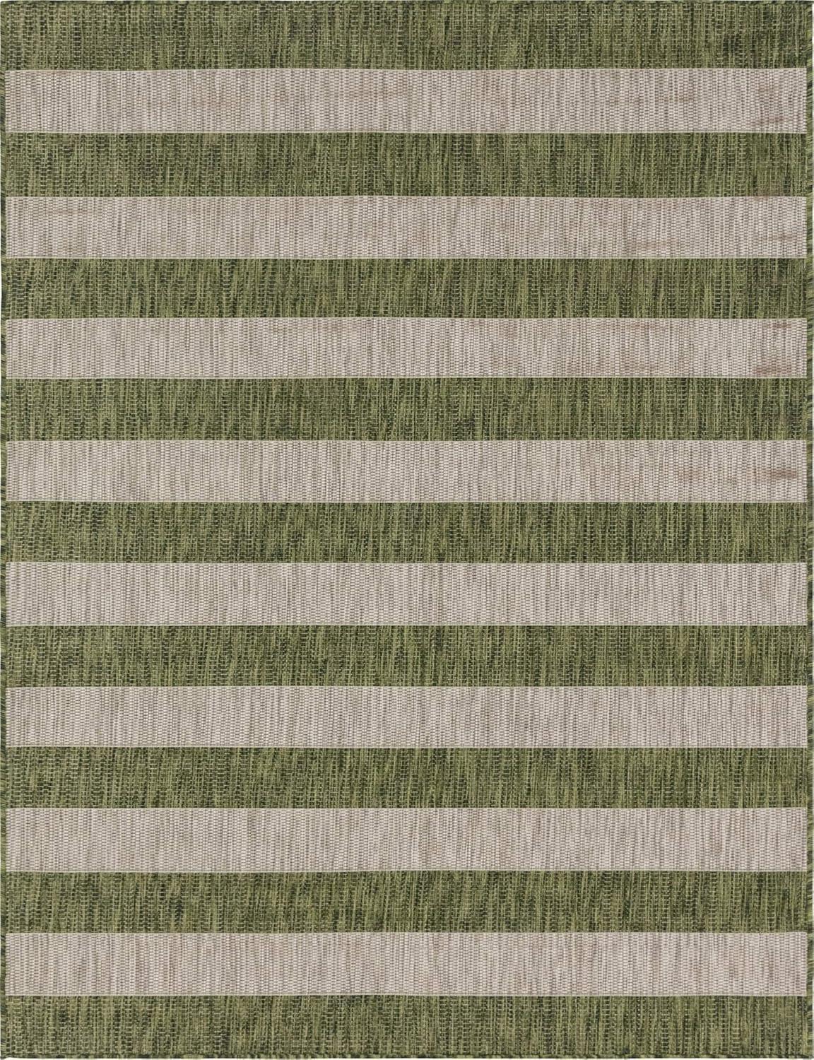 Unique Loom Outdoor Striped Distressed Stripe Striped Woven Area Rug