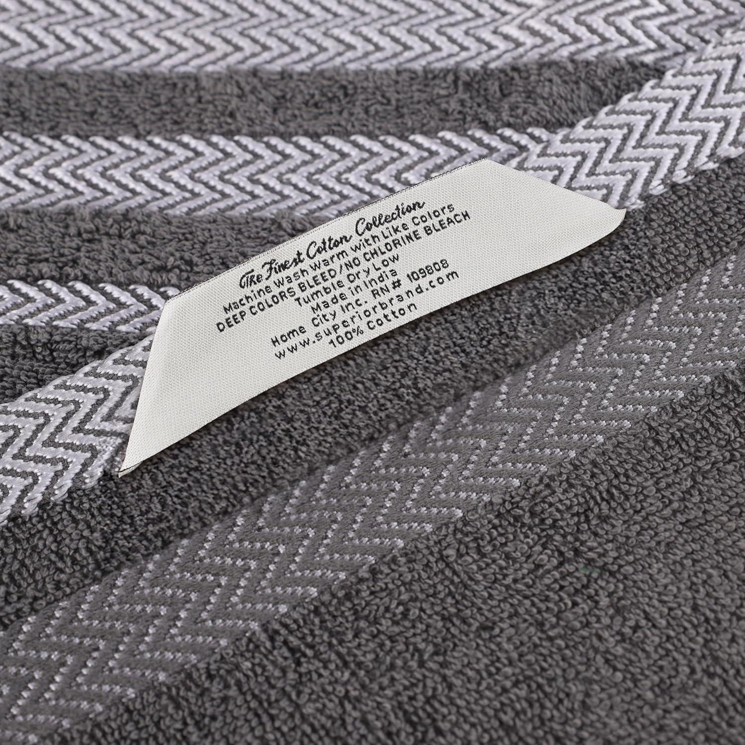 Superior Hays Cotton Face Towel Washcloth Set of 12, Gray