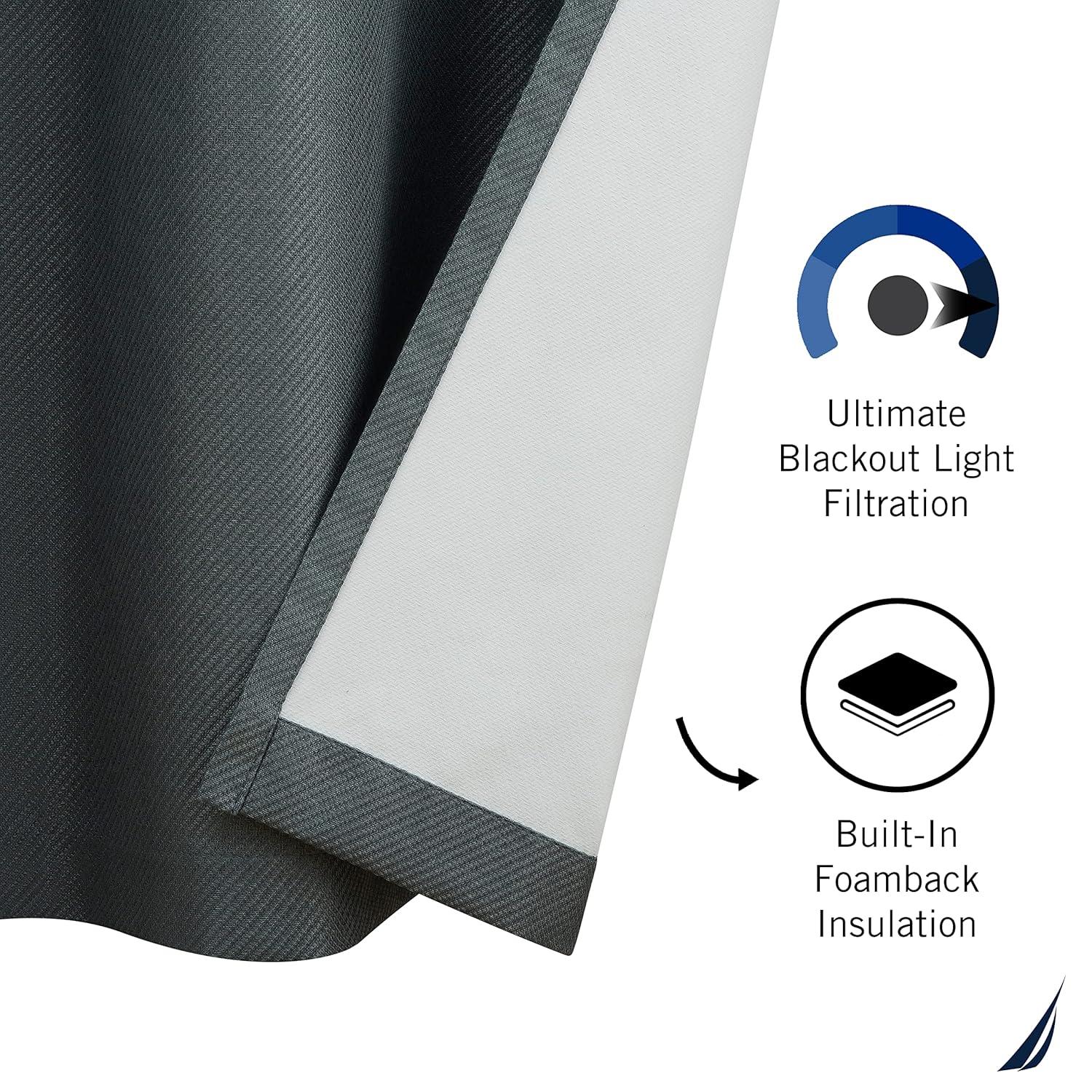Nautica Nautica Synthetic Solid Color Blackout Thermal Rod Pocket Curtain Panels (Set of 2)