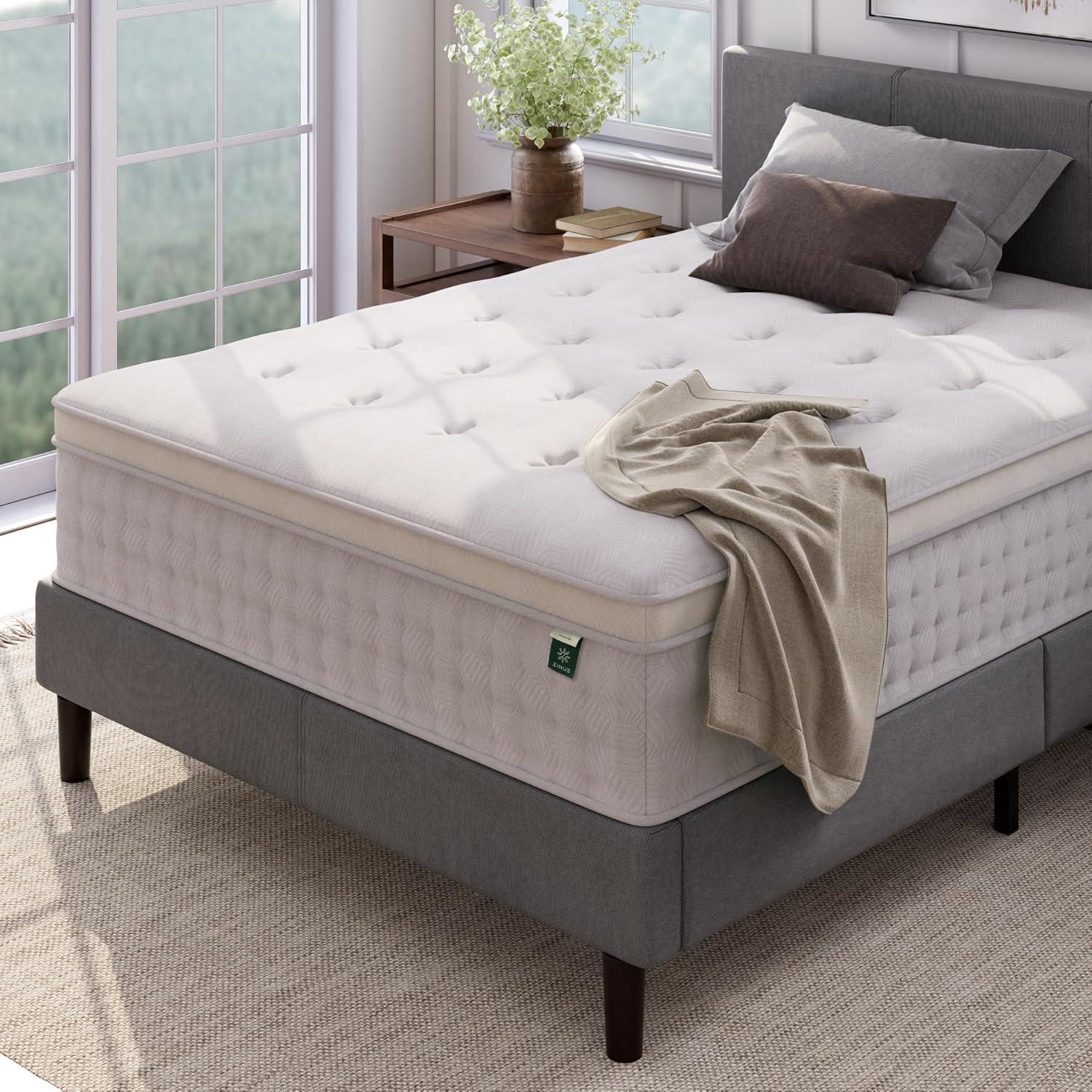 Zinus Euro Top 13" Hybrid of Comfort Foam and Pocket Spring Mattress, Adult, Full