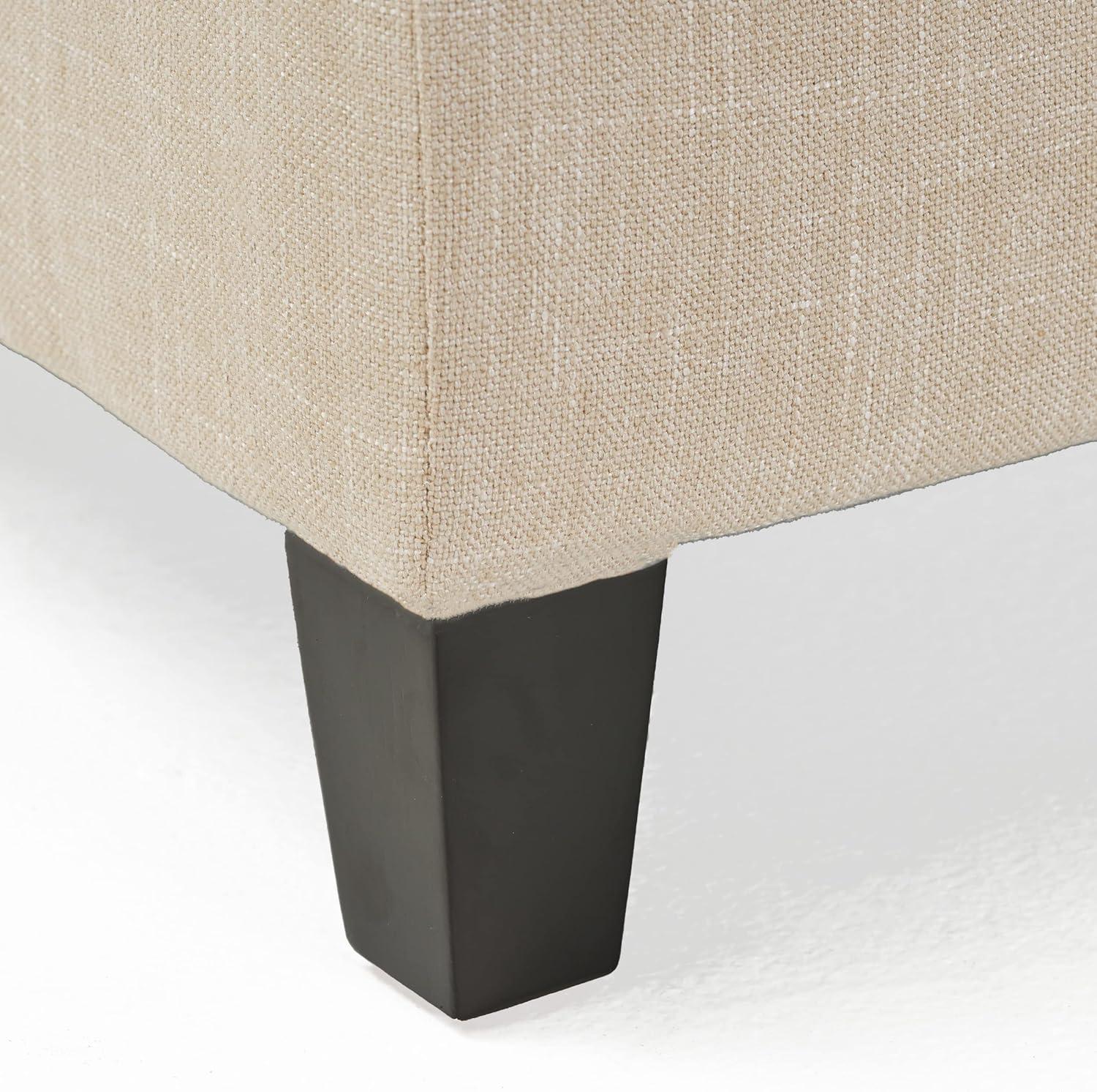 Sarelia Light Beige Fabric Storage Ottoman Bench