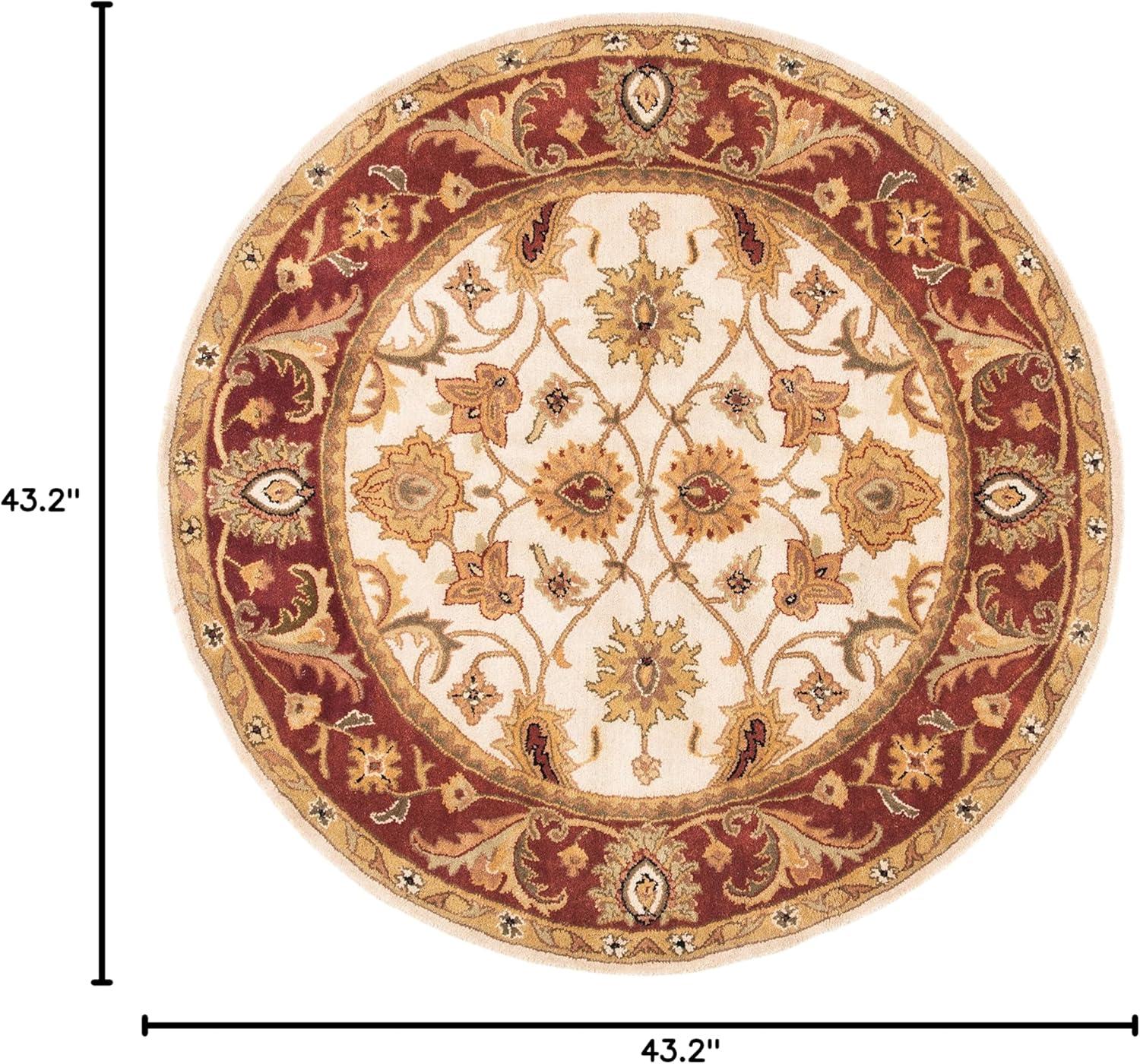 Classic CL244 Hand Tufted Accent Rug - Ivory/Red - 3'6" Round - Safavieh.