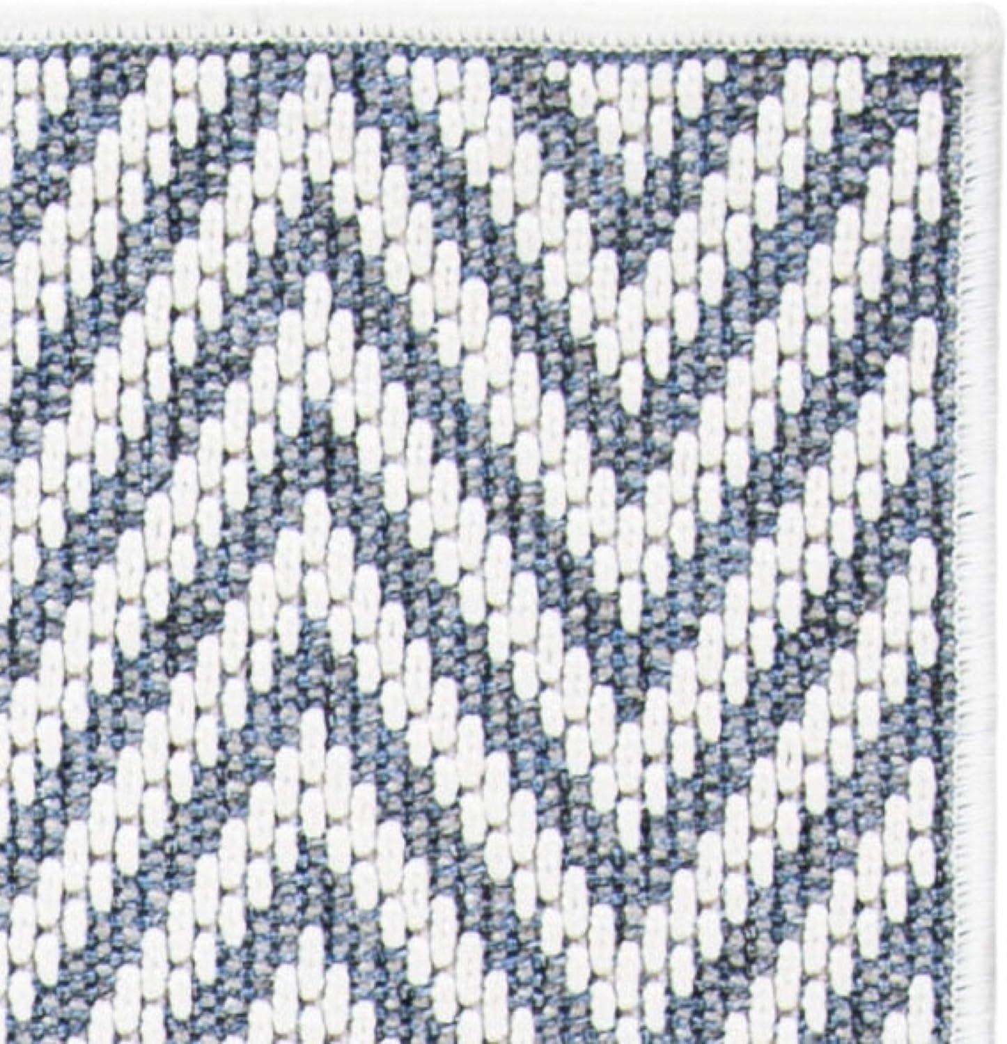 SAFAVIEH Bermuda Amina Geometric Chevron Indoor/Outdoor Runner Rug Light Blue/Cream, 2' x 8'