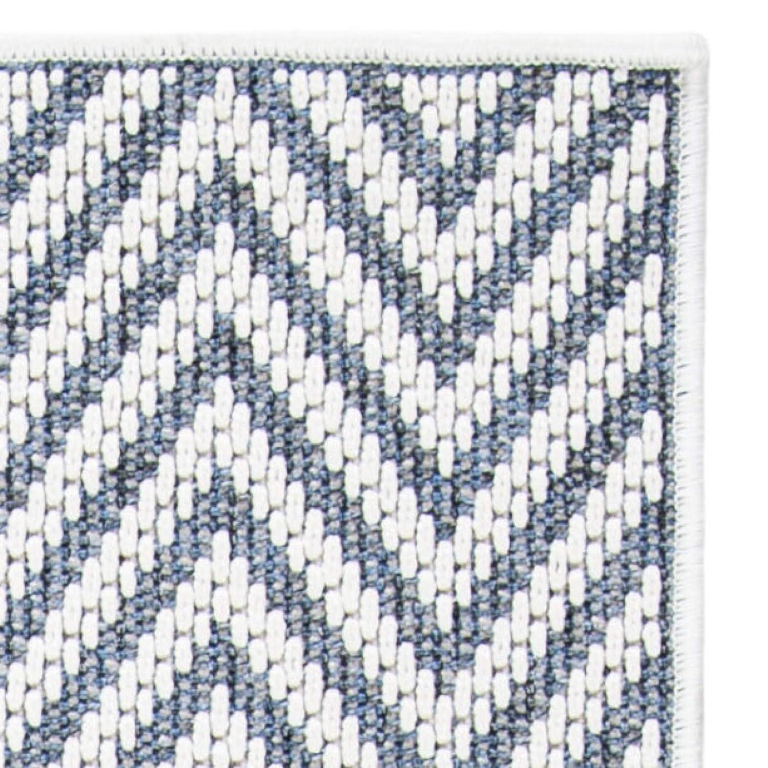 SAFAVIEH Bermuda Amina Geometric Chevron Indoor/Outdoor Runner Rug Light Blue/Cream, 2' x 8'