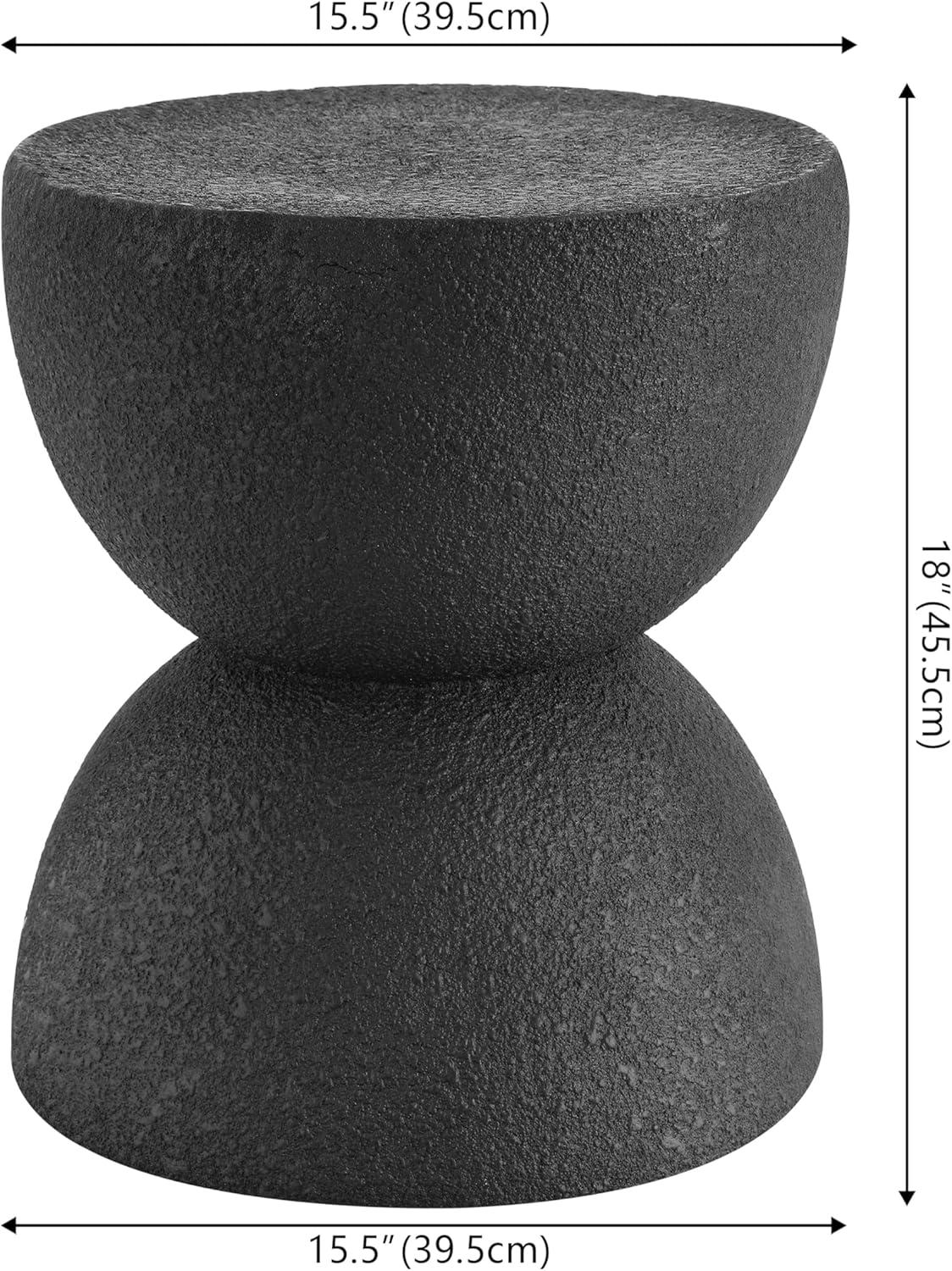 Greta 18" Mid-Century Modern Drum Accent Table , Black - JONATHAN Y