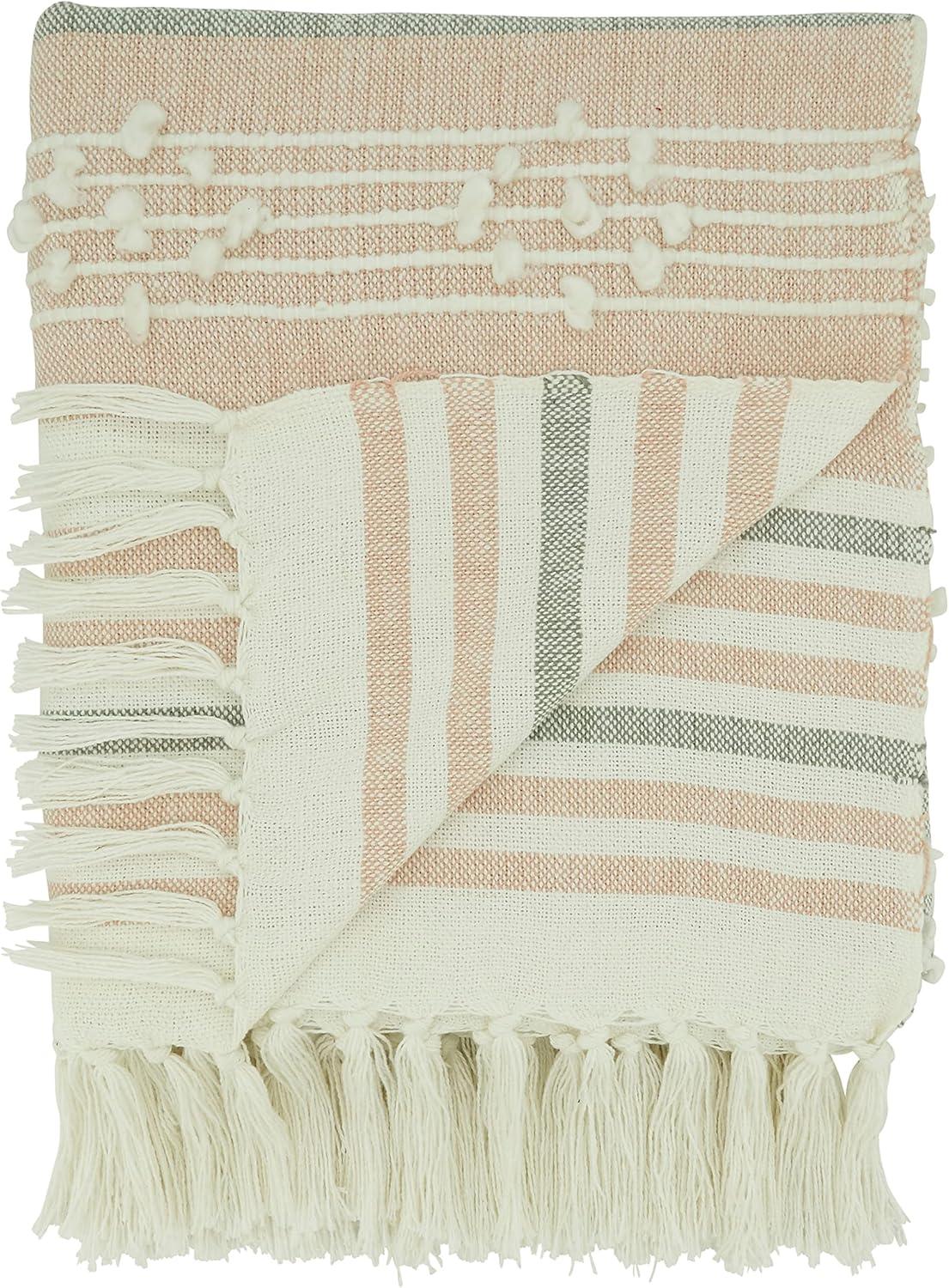 Saro Lifestyle Stripe Design Throw With Fringed Edges