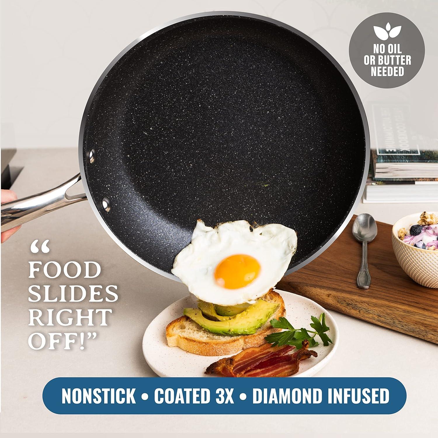 Granitestone Blue 20 Piece Aluminum Non Stick Cookware & Bakeware Set with Ultra Nonstick Surface, Oven & Dishwasher Safe