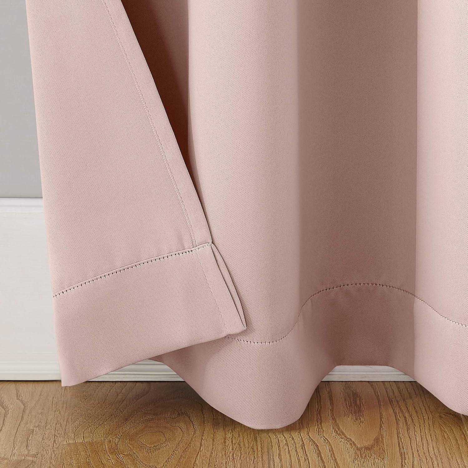 40"x95" Sun Zero Blackout Riley Kids' Bedroom Grommet Curtain Panel Blush: Noise Reduction, Energy Efficient